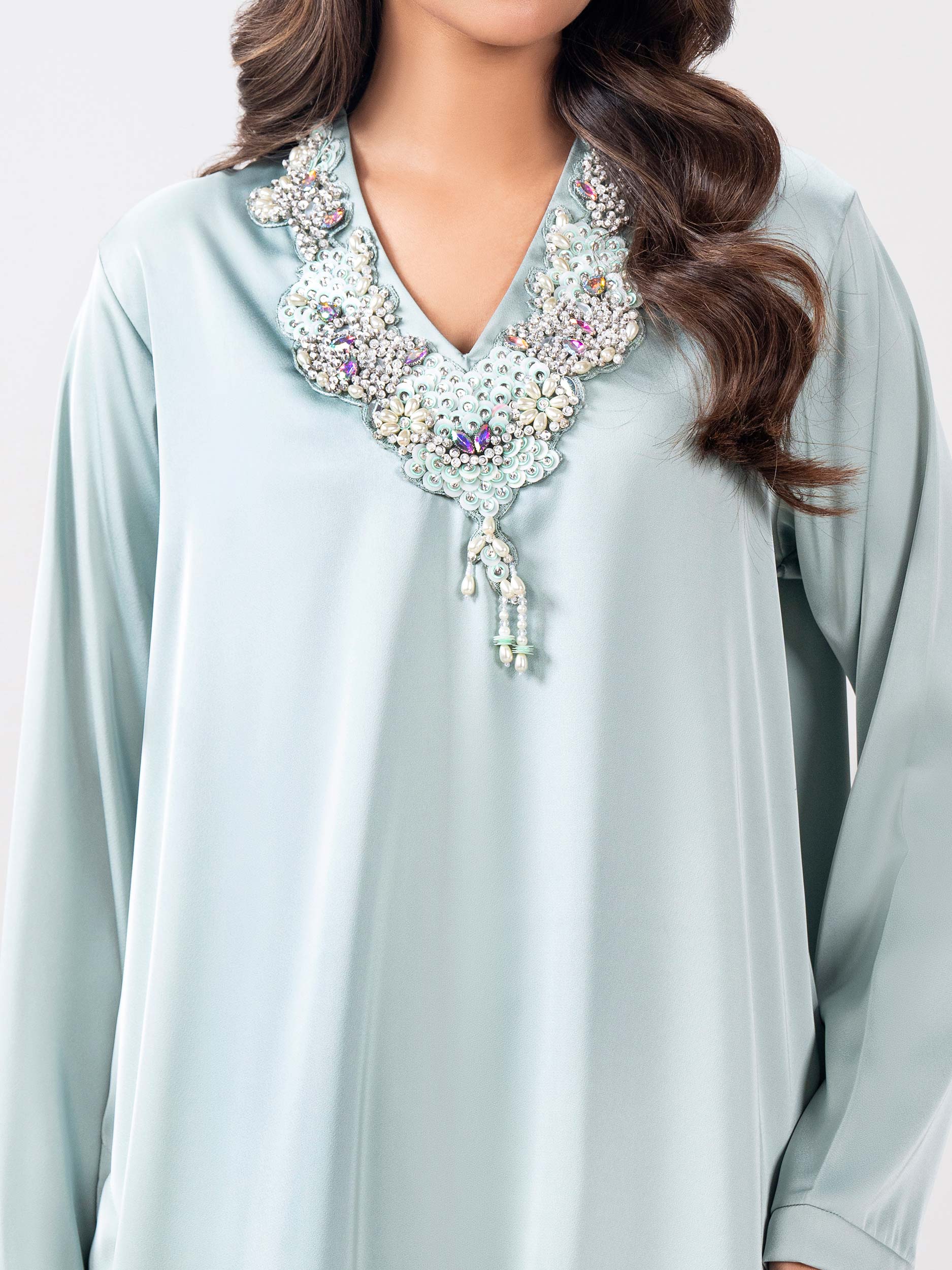 2 Piece Silk Suit- Embellished (Pret) - Image 6