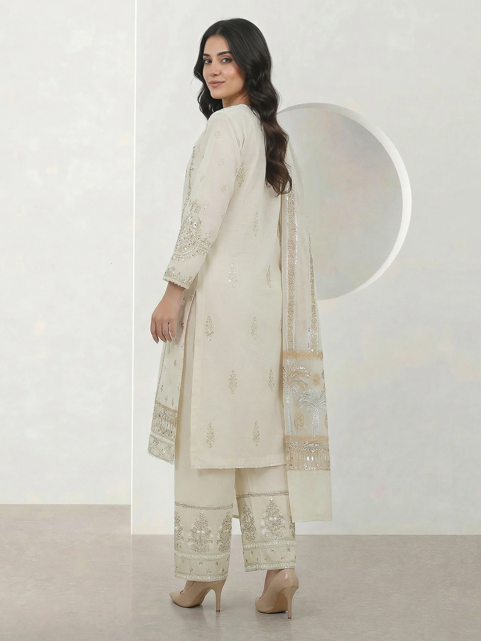 3 Piece Special Jacquard Suit- Embroidered (Pret) - Image 3