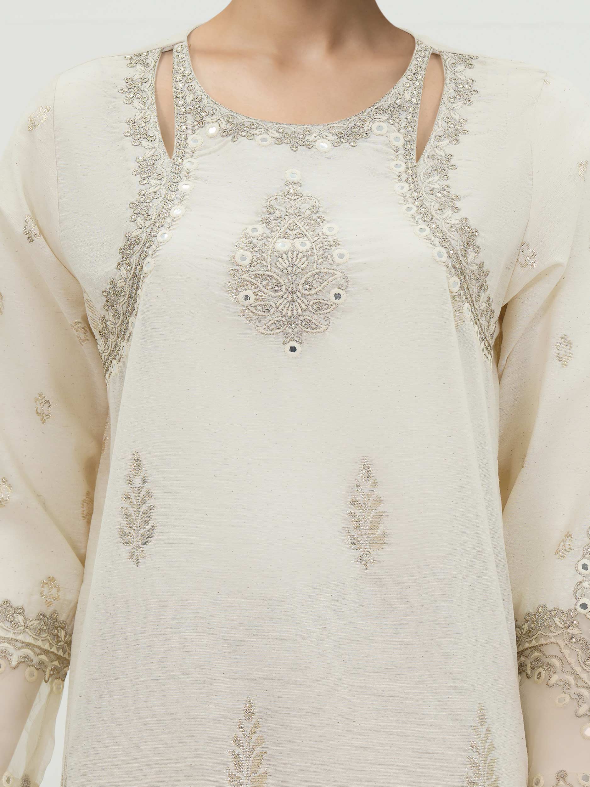 3 Piece Special Jacquard Suit- Embroidered (Pret) - Image 5