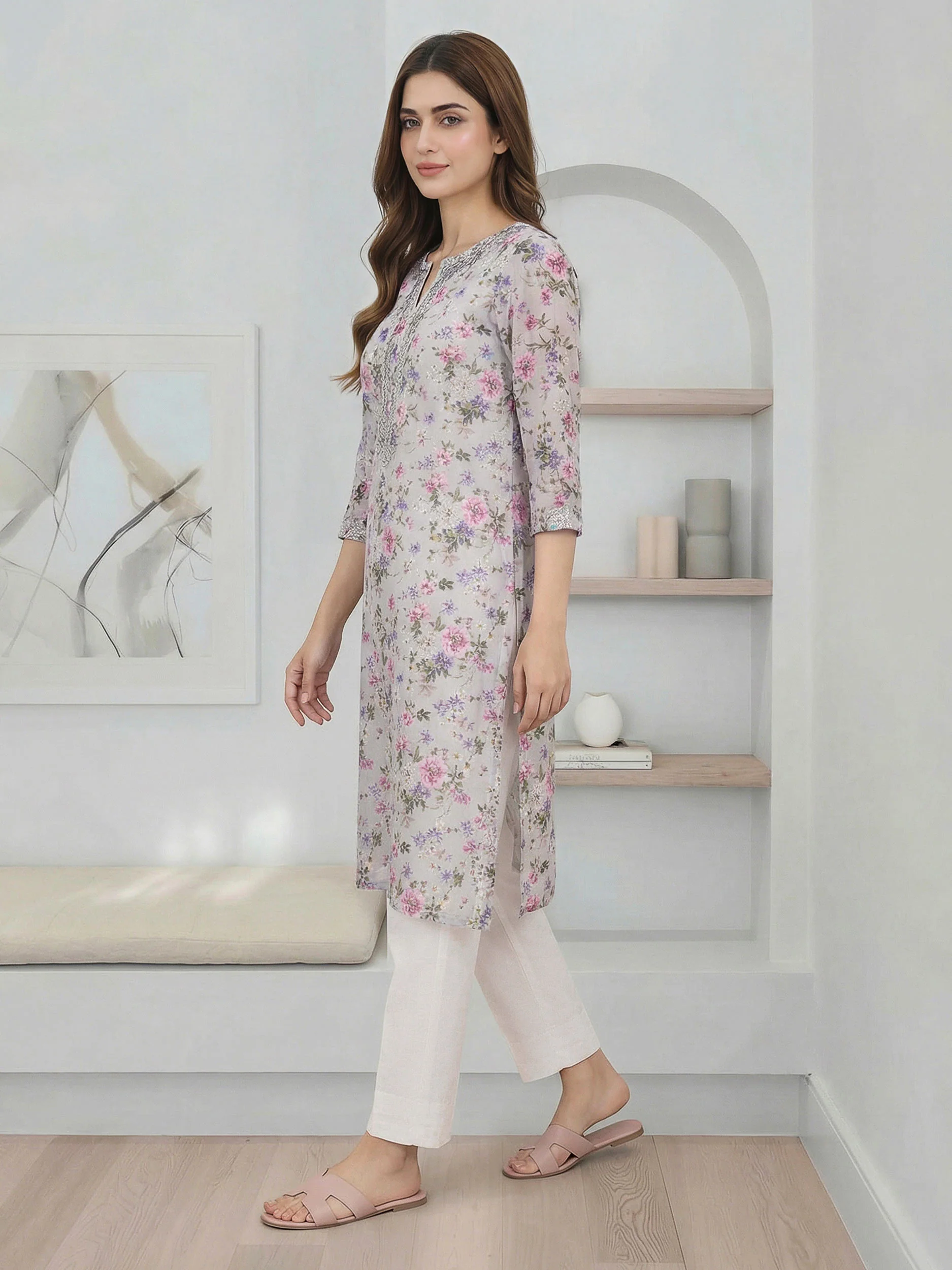 Lawn Shirt- Embroidered (Pret) - Image 2