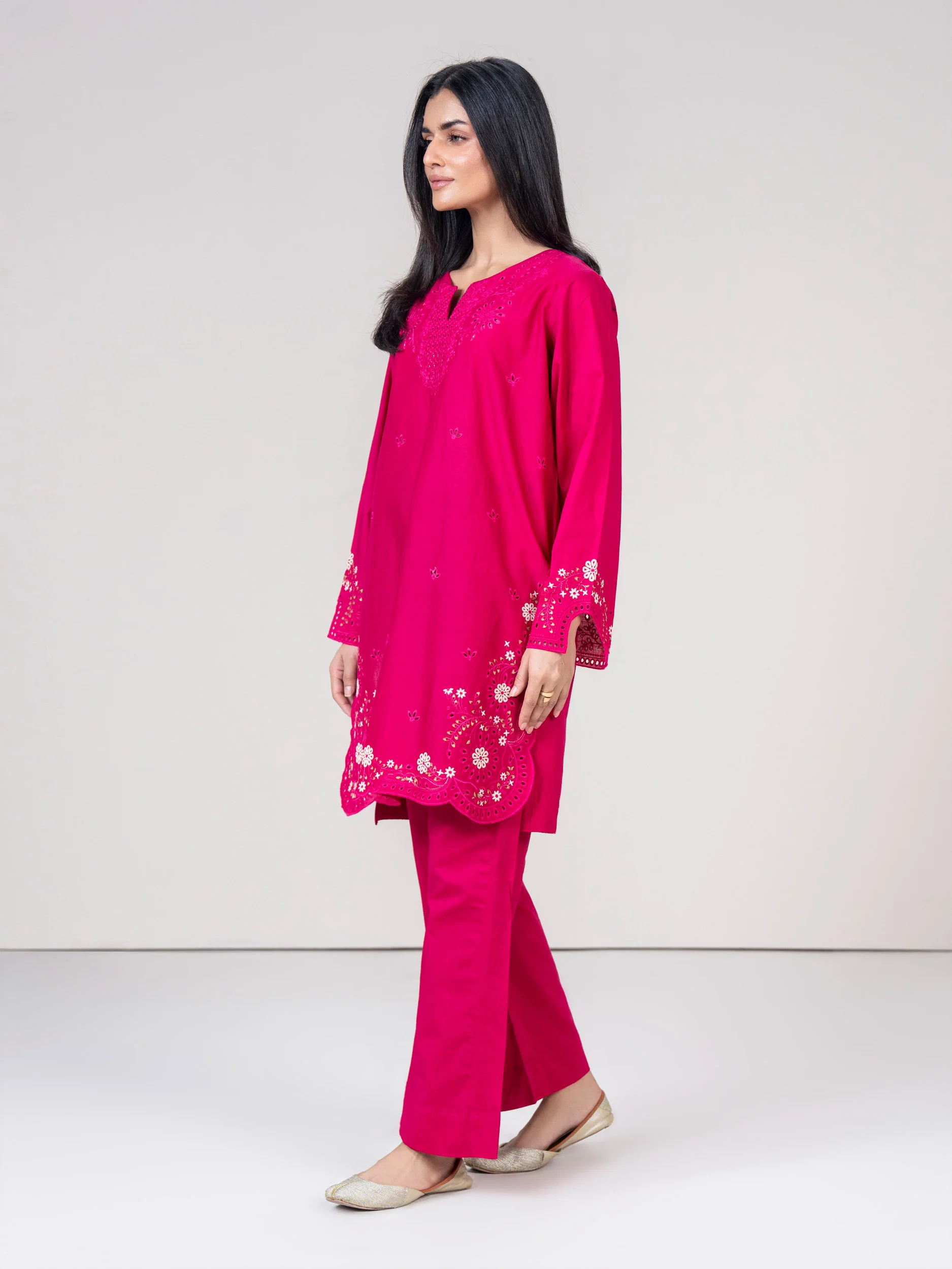 2 Piece Cambric Suit- Embroidered (Pret) - Image 2