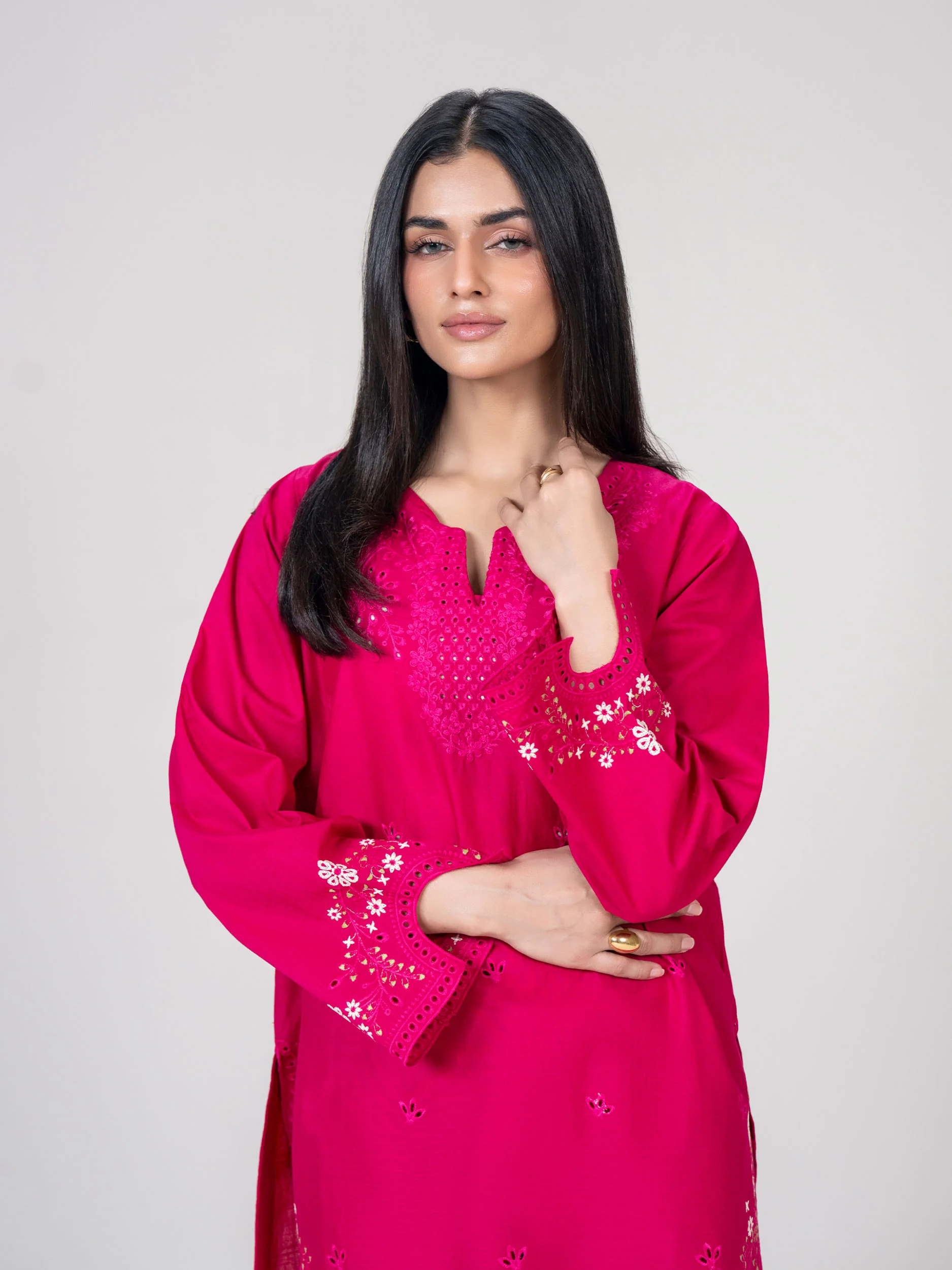 2 Piece Cambric Suit- Embroidered (Pret) - Image 4