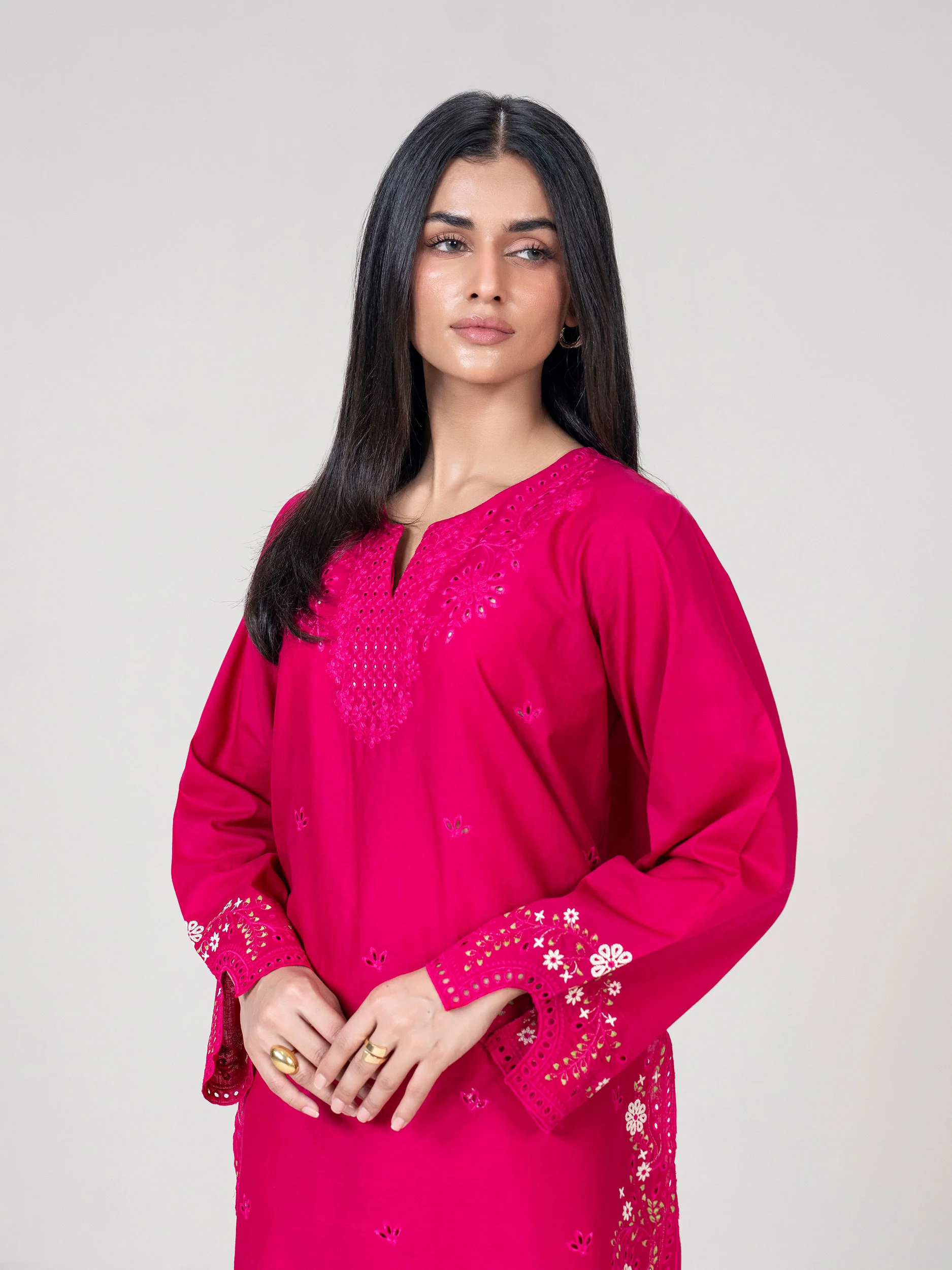 2 Piece Cambric Suit- Embroidered (Pret) - Image 5