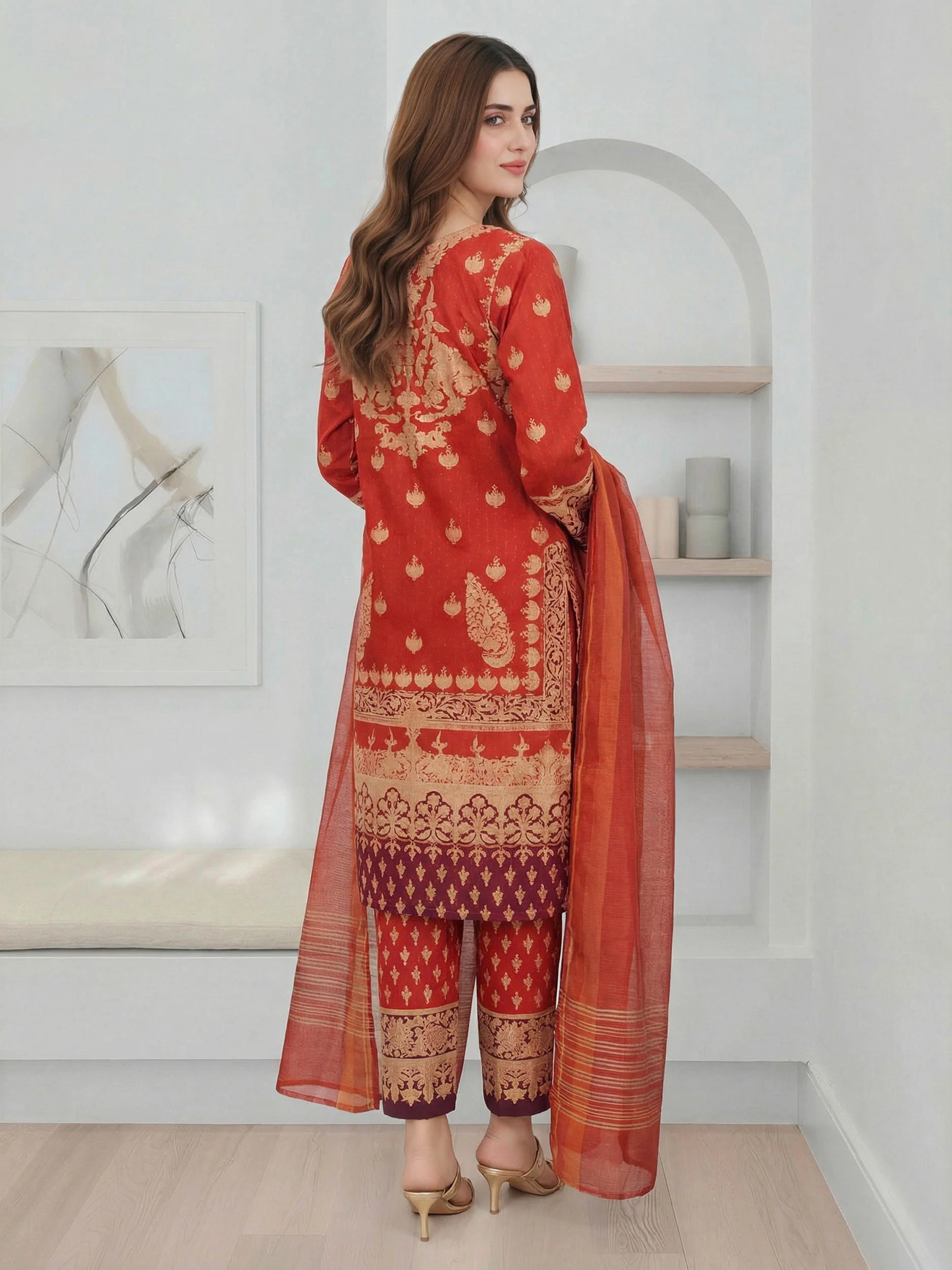 3 Piece Lawn Suit- Embroidered (Pret) - Image 2