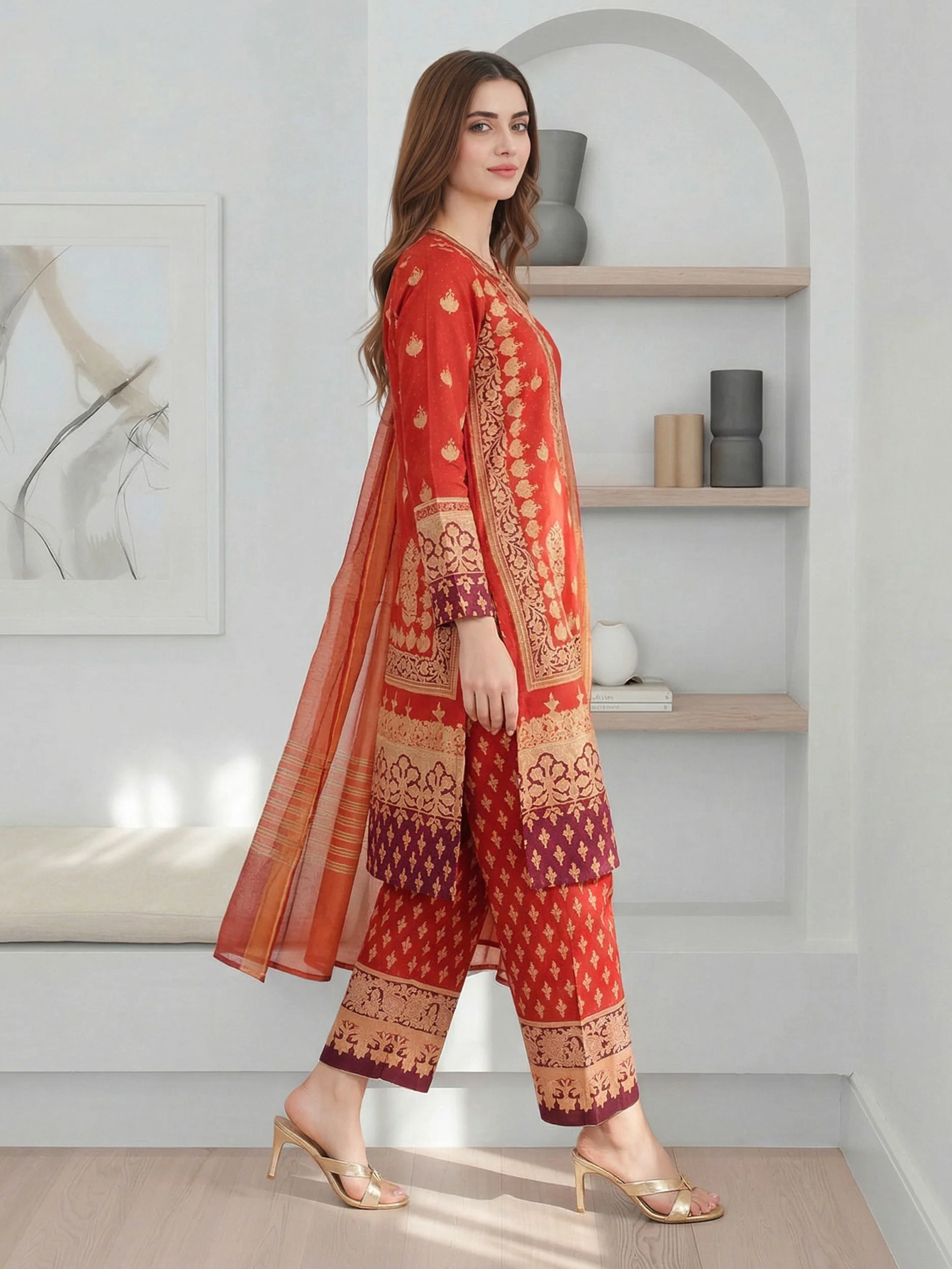 3 Piece Lawn Suit- Embroidered (Pret) - Image 3