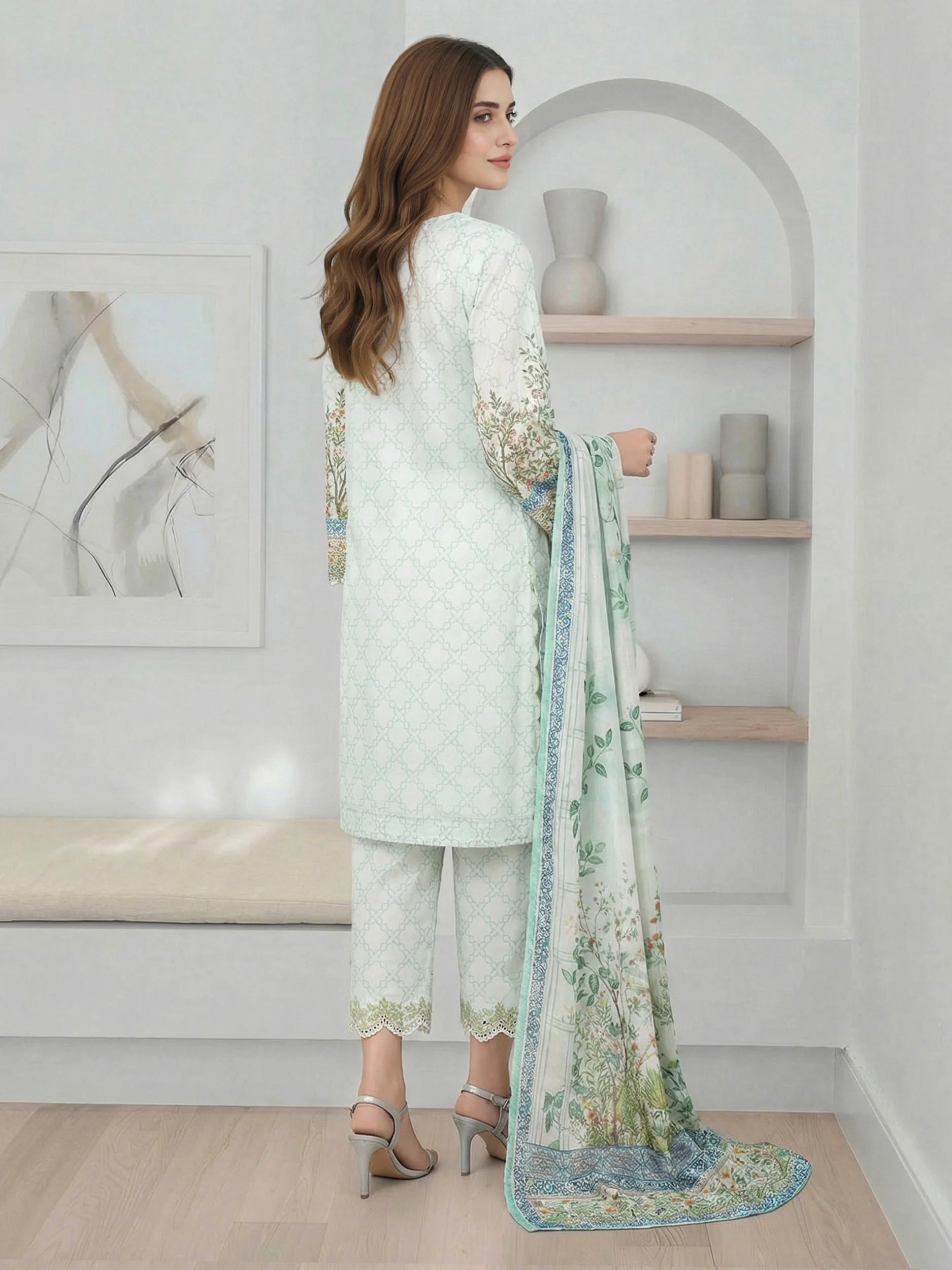 3 Piece Lawn Suit- Embroidered (Pret) - Image 3