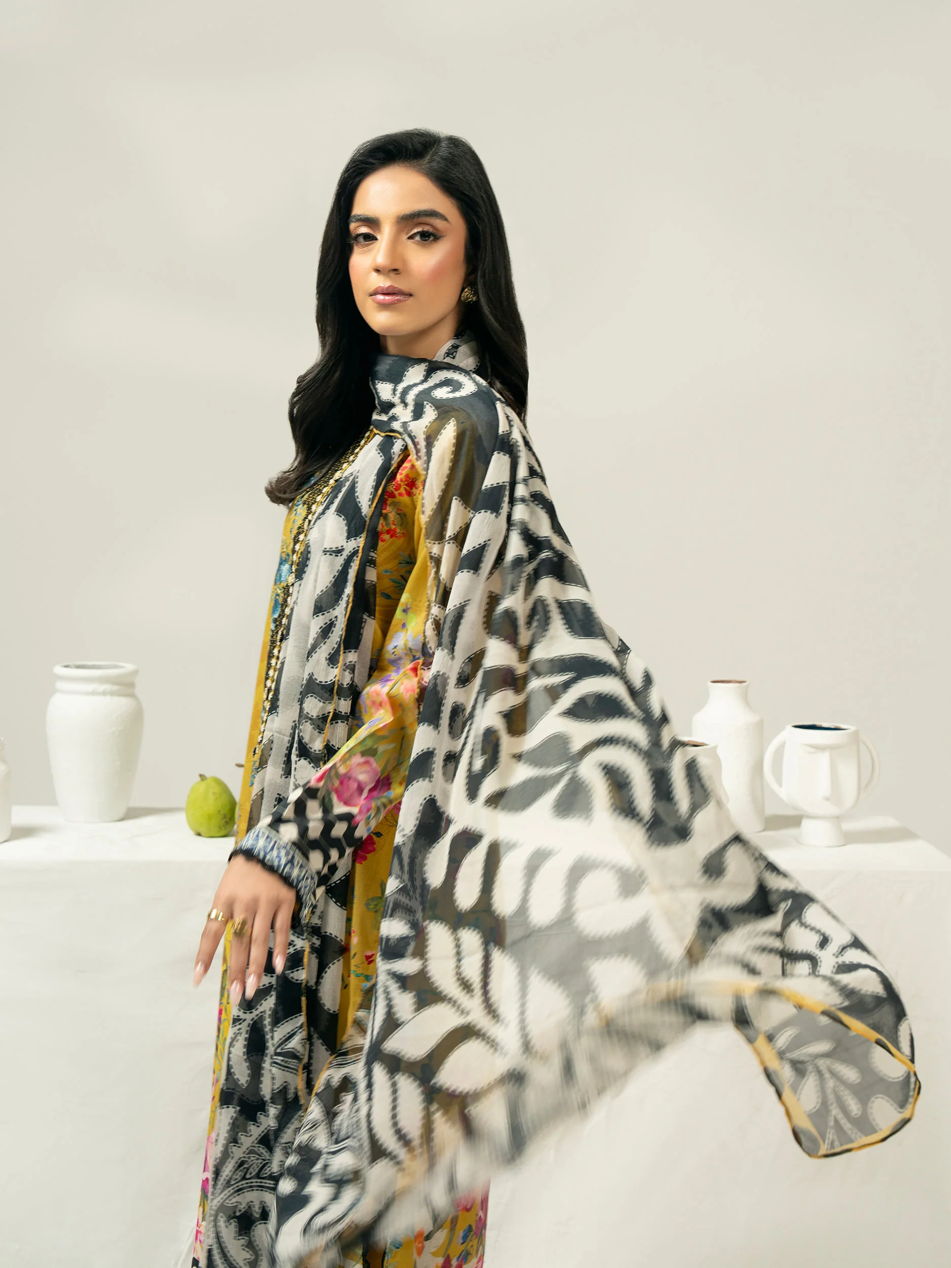3 Piece Cambric Suit-Embroidered (Pret) - Image 3