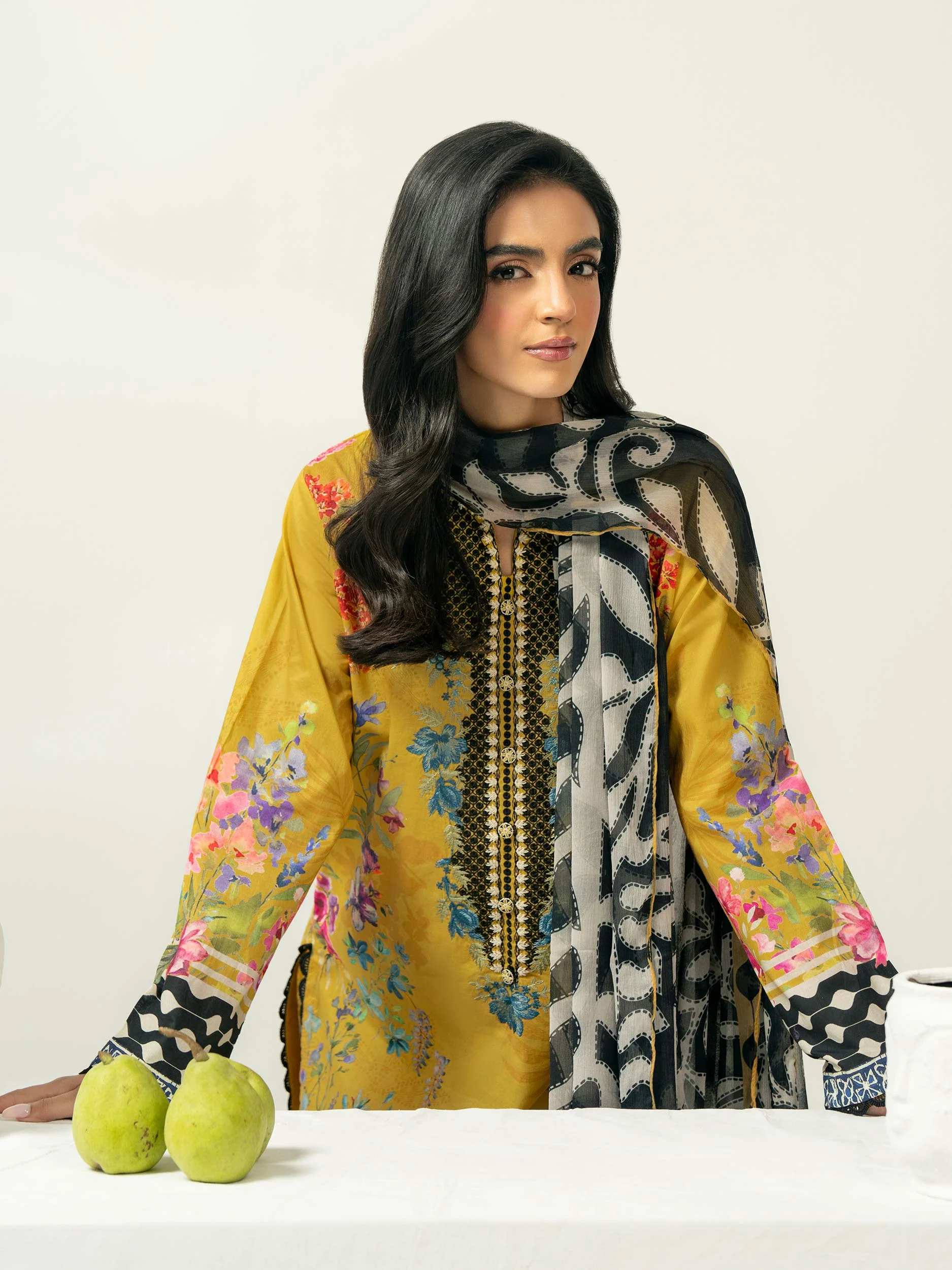 3 Piece Cambric Suit-Embroidered (Pret) - Image 5