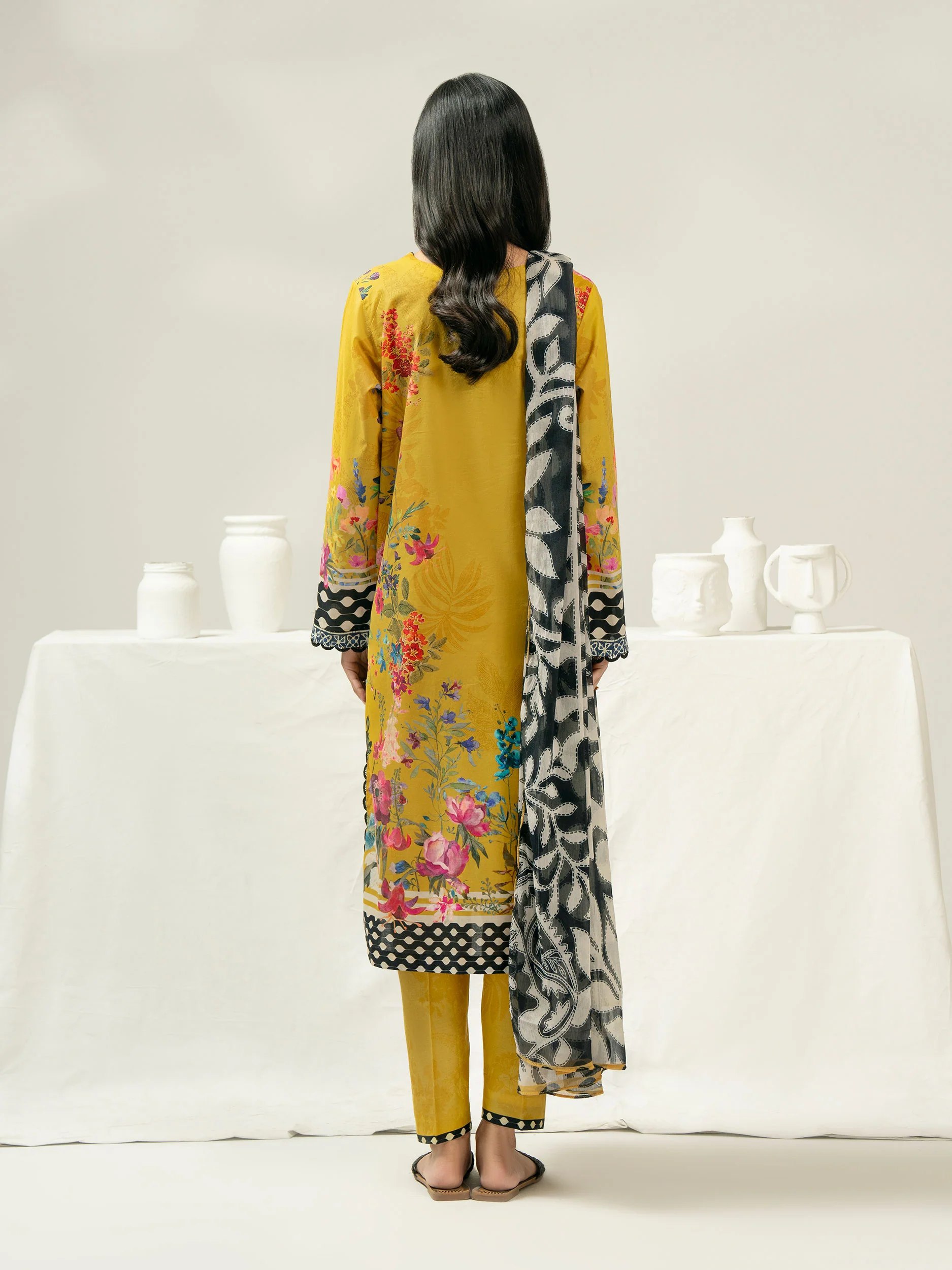 3 Piece Cambric Suit-Embroidered (Pret) - Image 7
