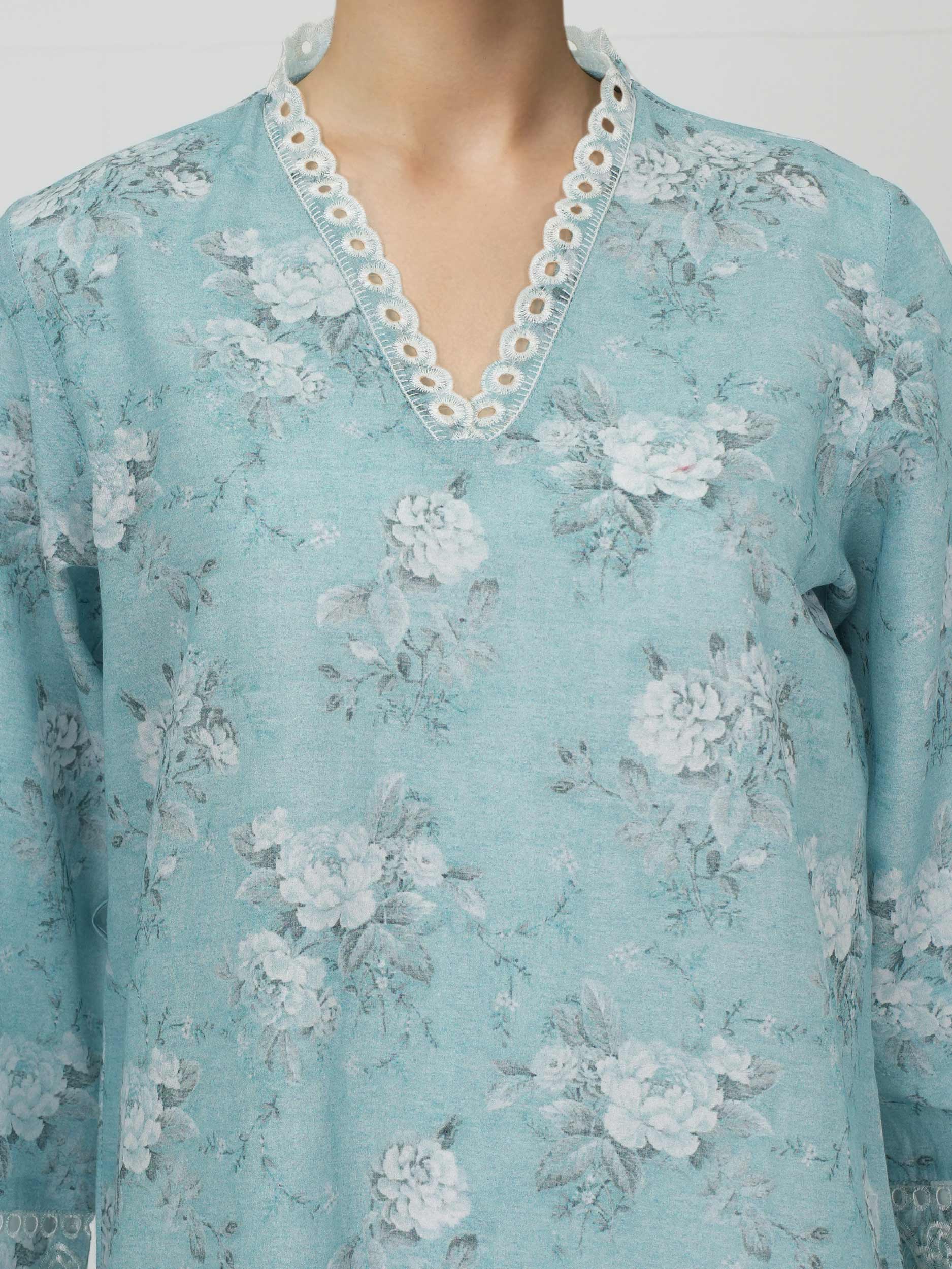 2 Piece Cambric Suit- Embroidered (Pret) - Image 4