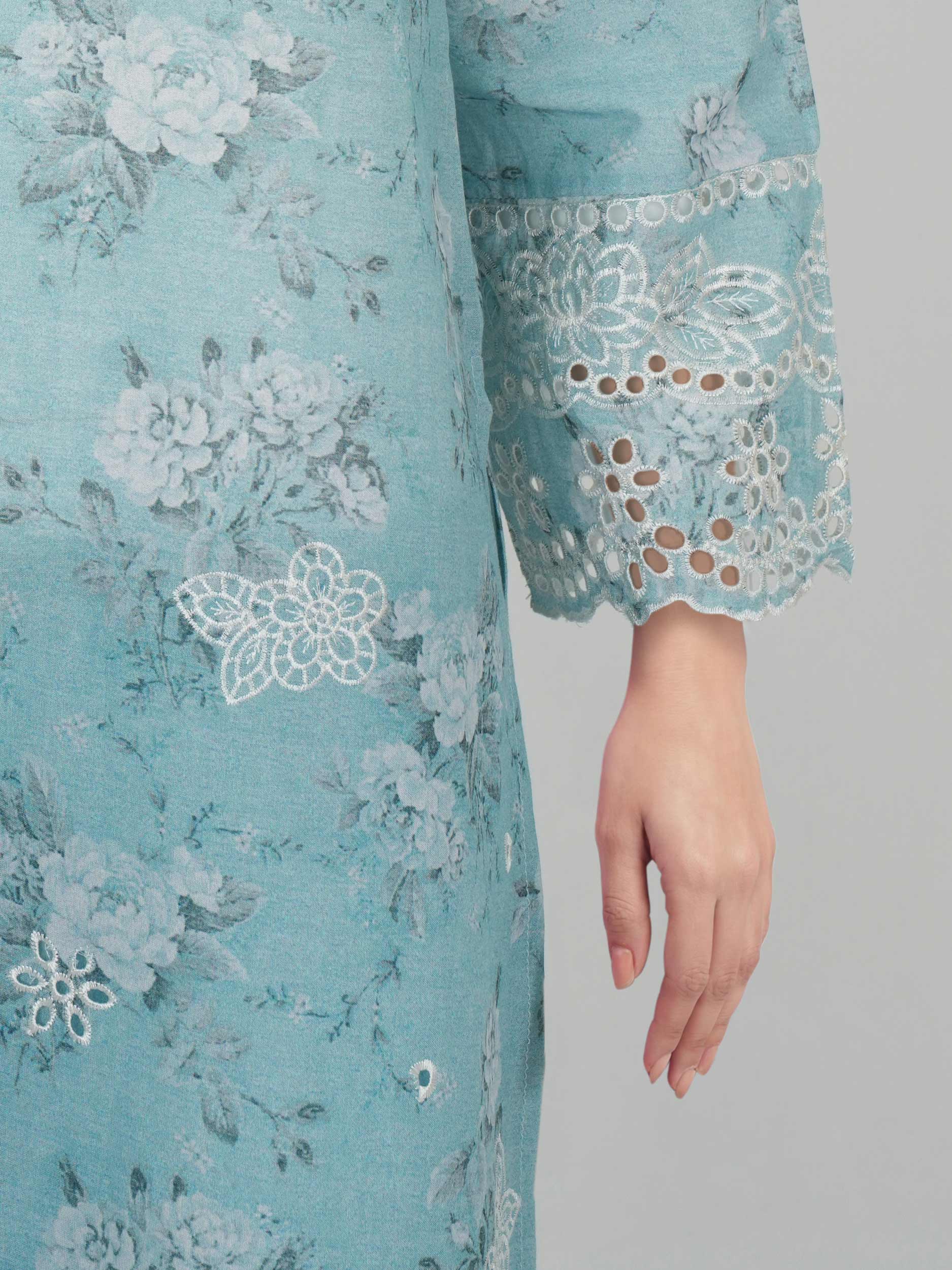 2 Piece Cambric Suit- Embroidered (Pret) - Image 5