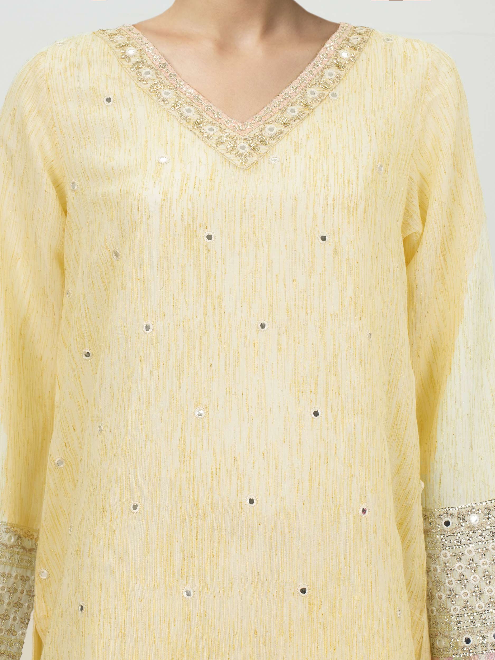 2 Piece Viscose Glitter Suit- Embroidered (Pret) - Image 4
