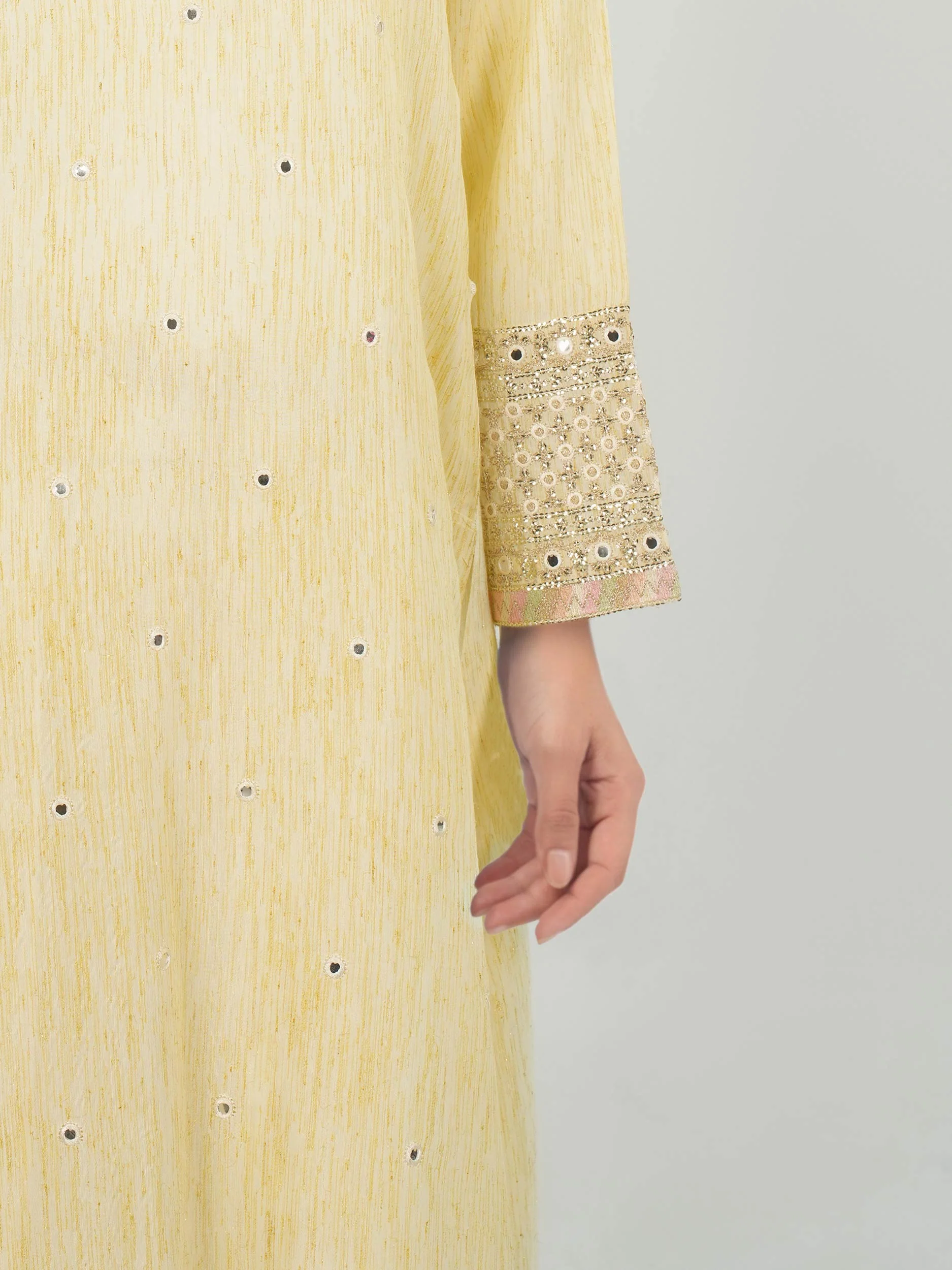 2 Piece Viscose Glitter Suit- Embroidered (Pret) - Image 5