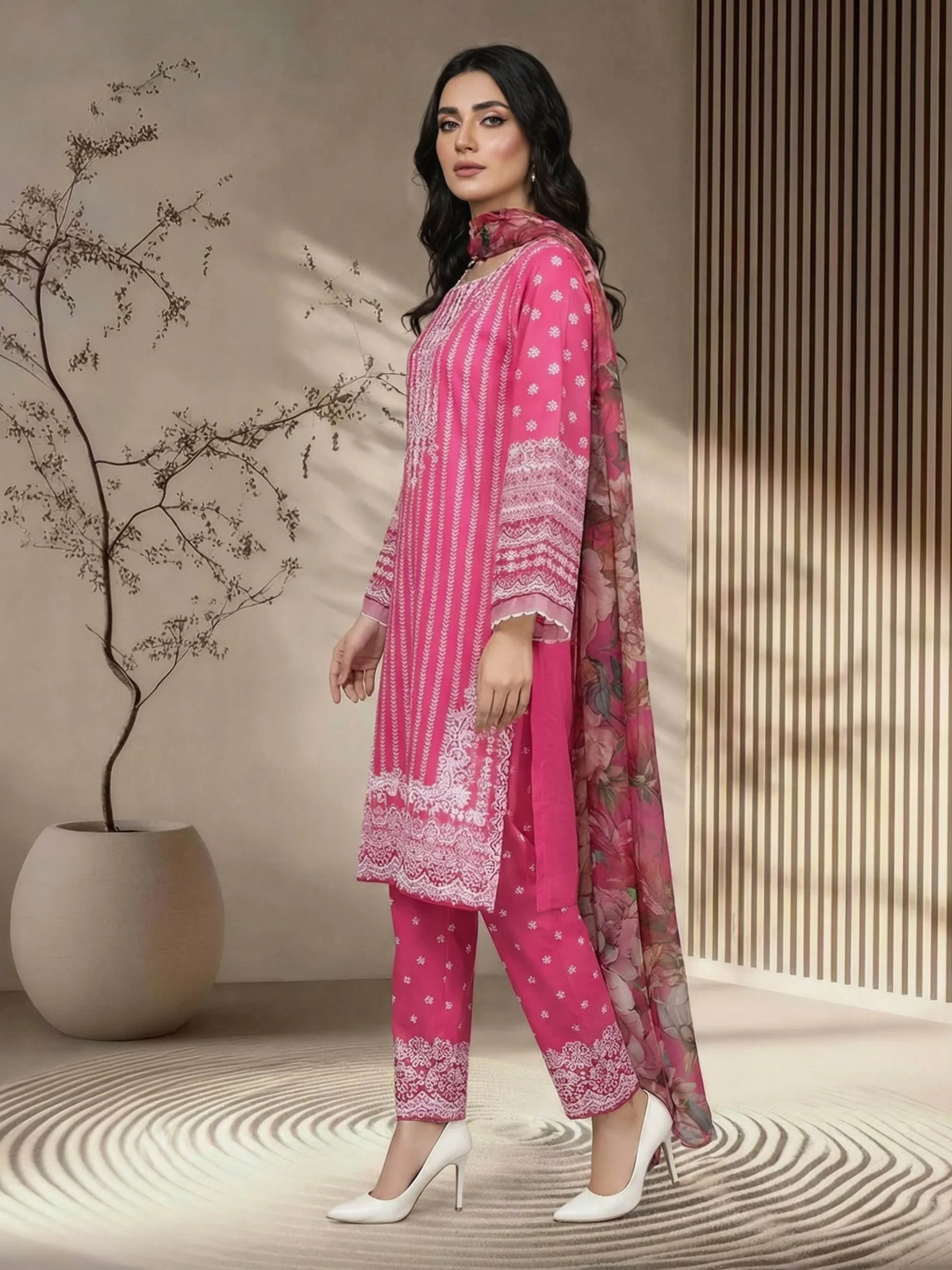 3 Piece Lawn Suit- Embroidered (Pret) - Image 2