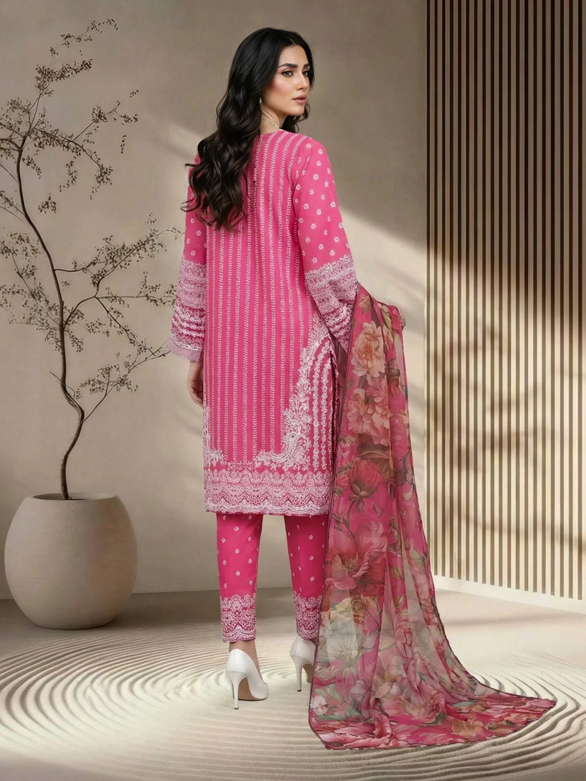 3 Piece Lawn Suit- Embroidered (Pret) - Image 3