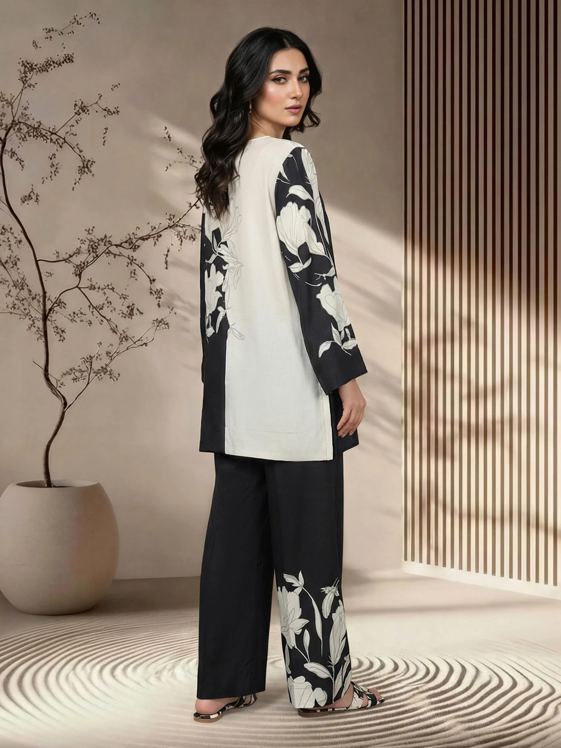 2 Piece Viscose Slub Suit (Pret) - Image 2