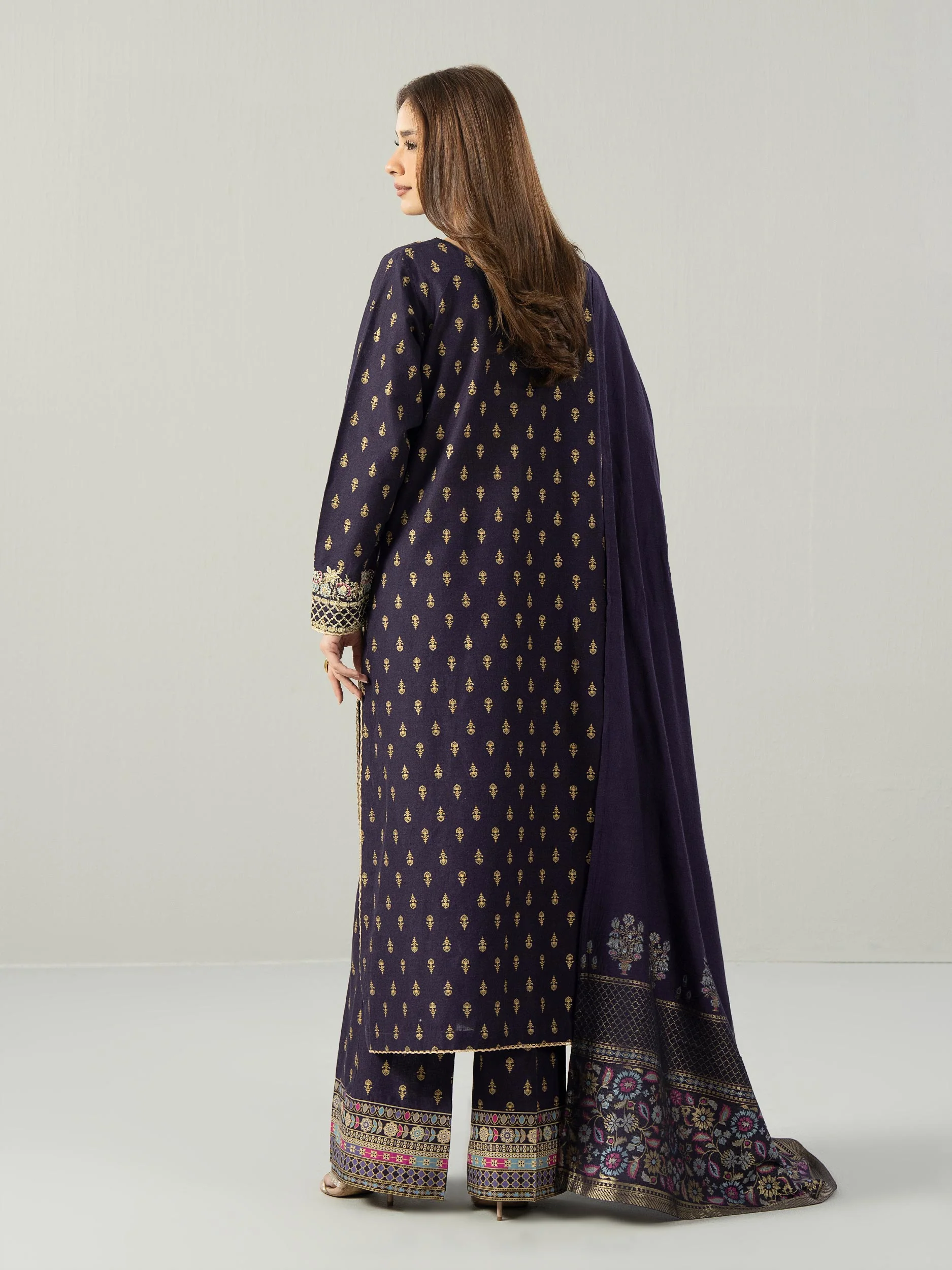 3 Piece Khaddar Suit- Embroidered (Pret) - Image 3