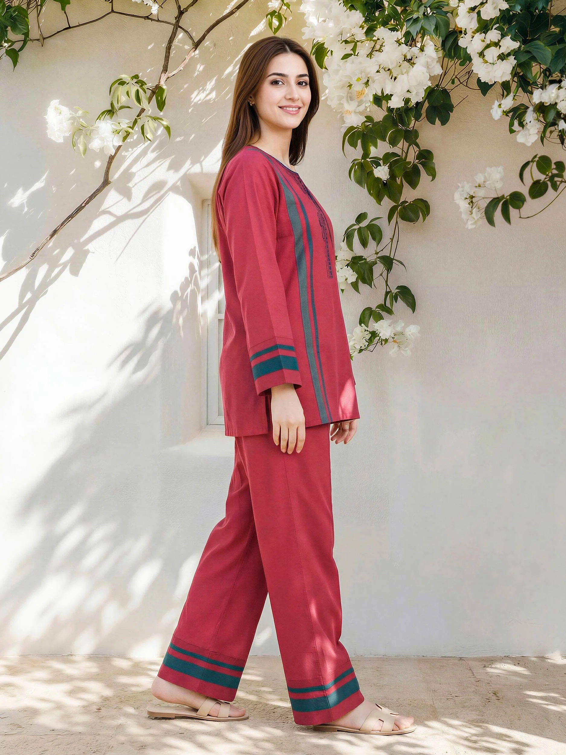 Viscose Cotton Co-ord Set- Embroidered - Image 2