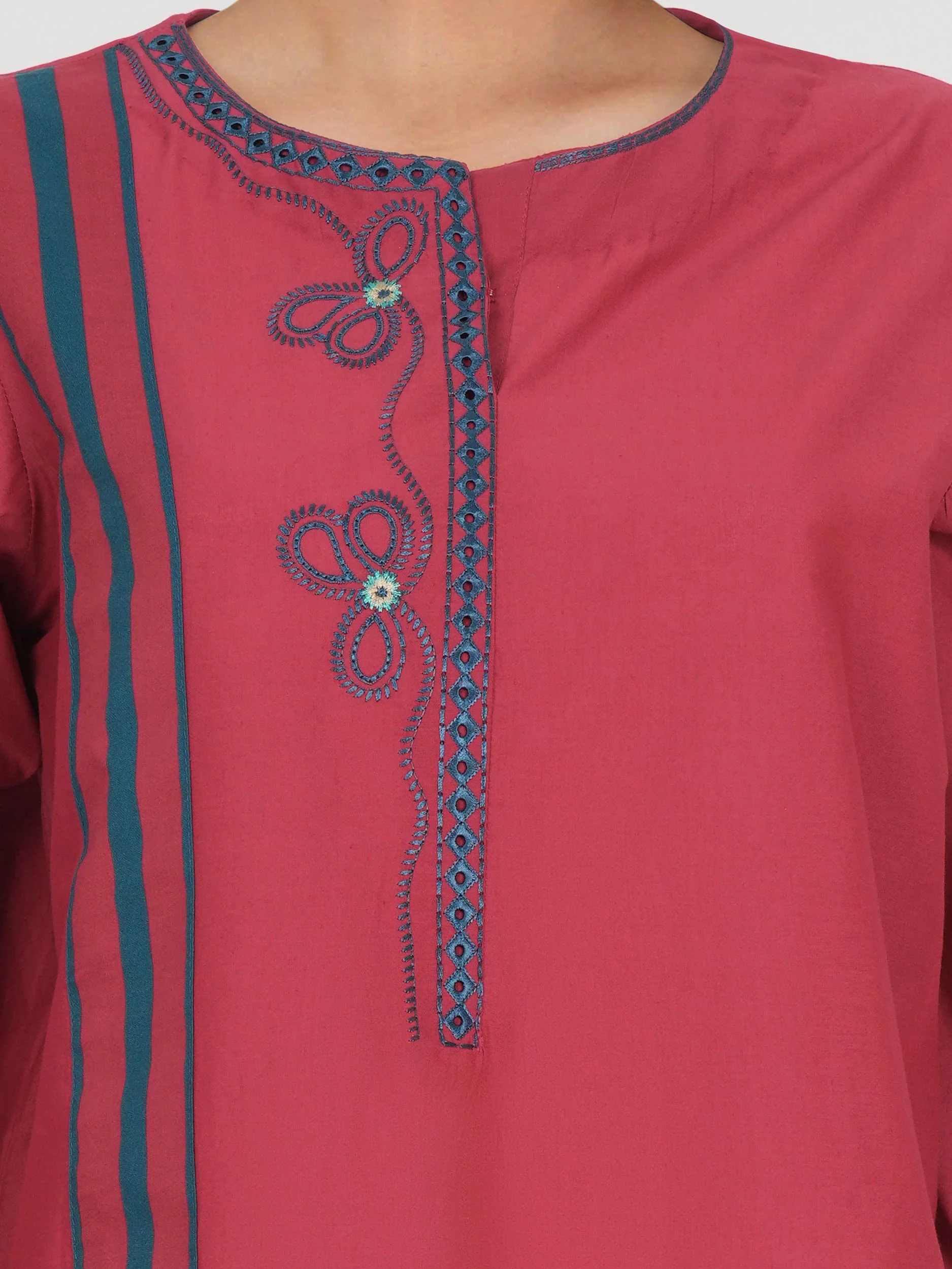 Viscose Cotton Co-ord Set- Embroidered - Image 4