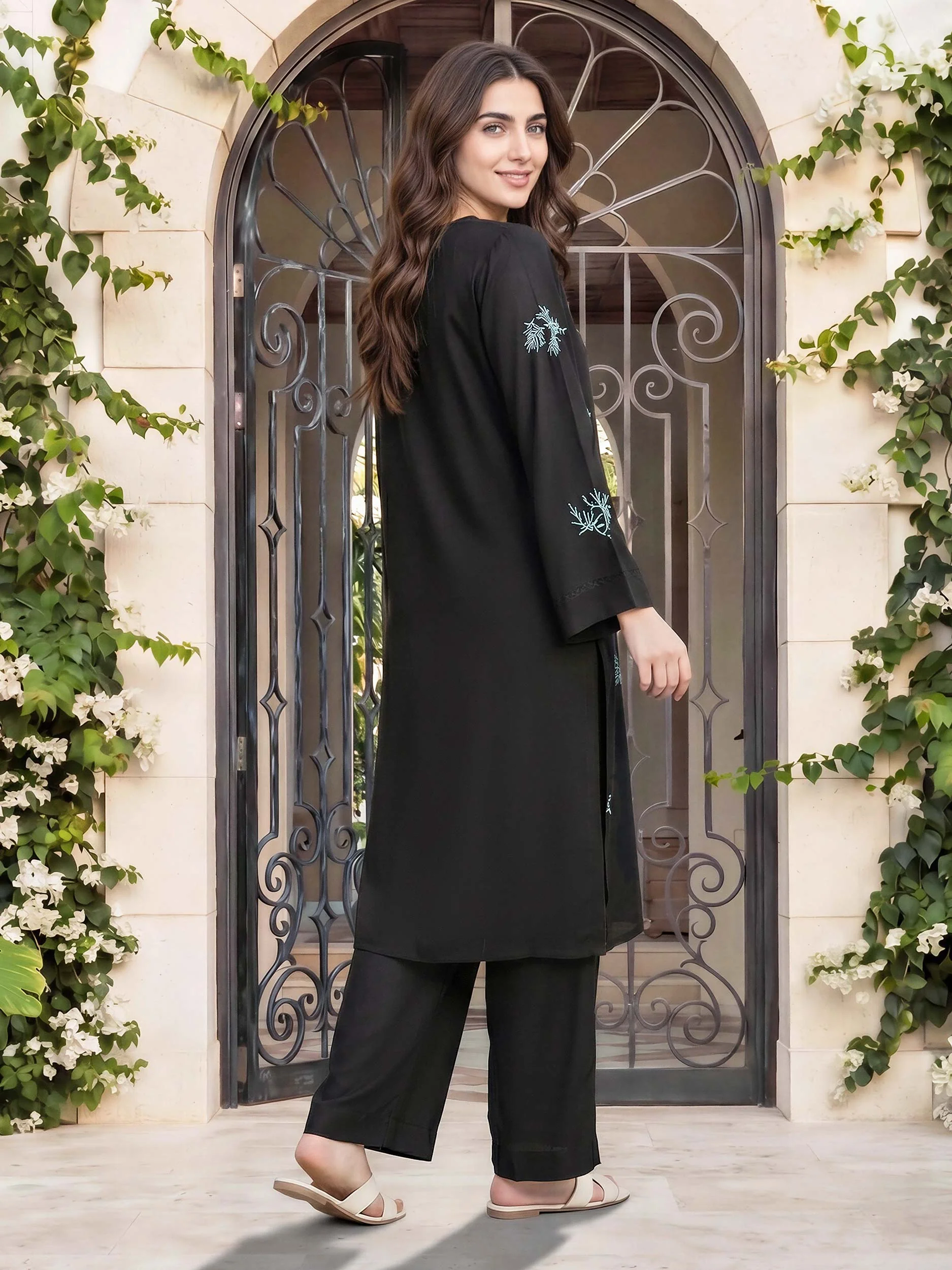 2 Piece Silk Suit- Embroidered (Pret) - Image 3
