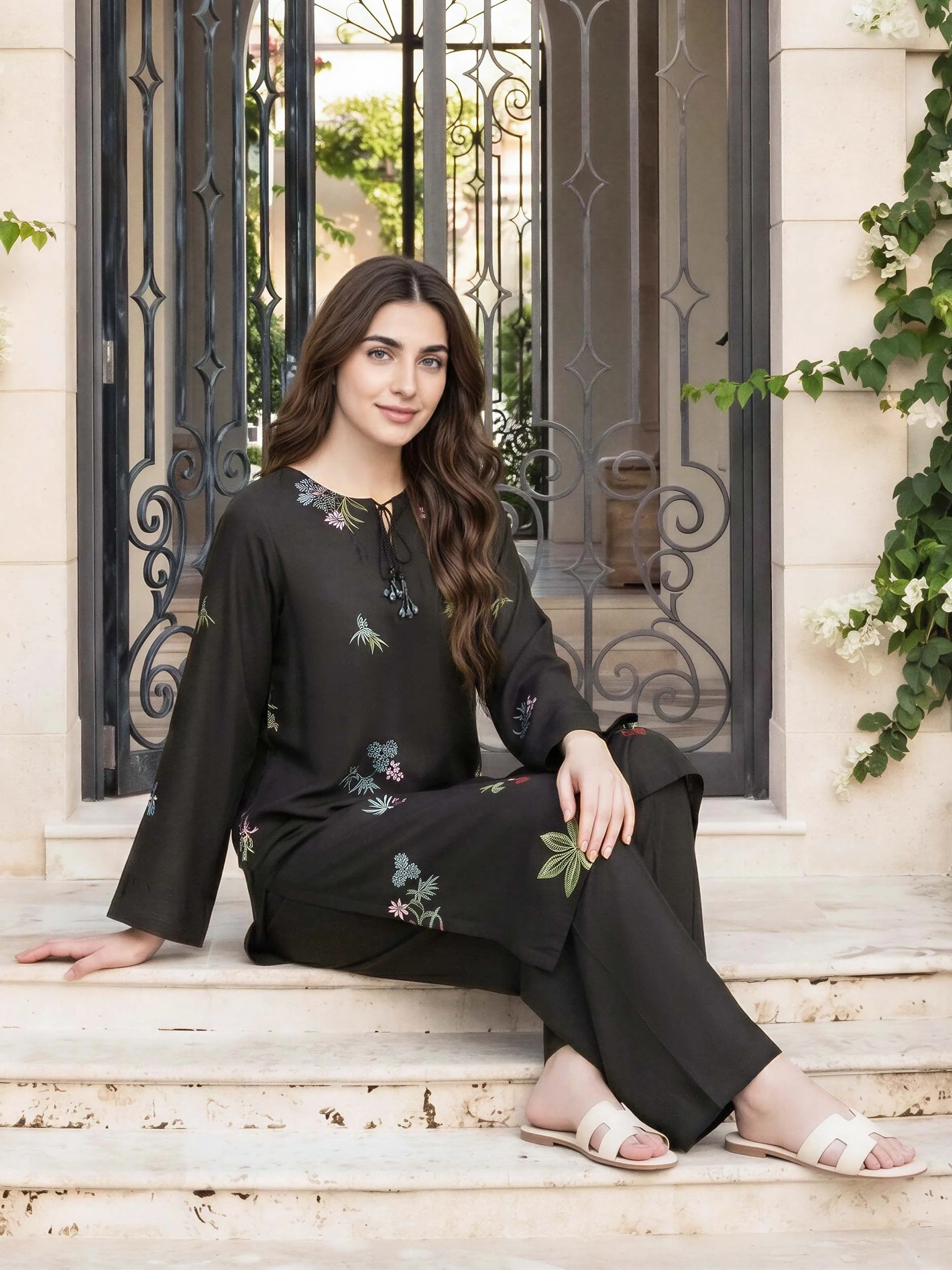 2 Piece Silk Suit- Embroidered (Pret) - Image 4