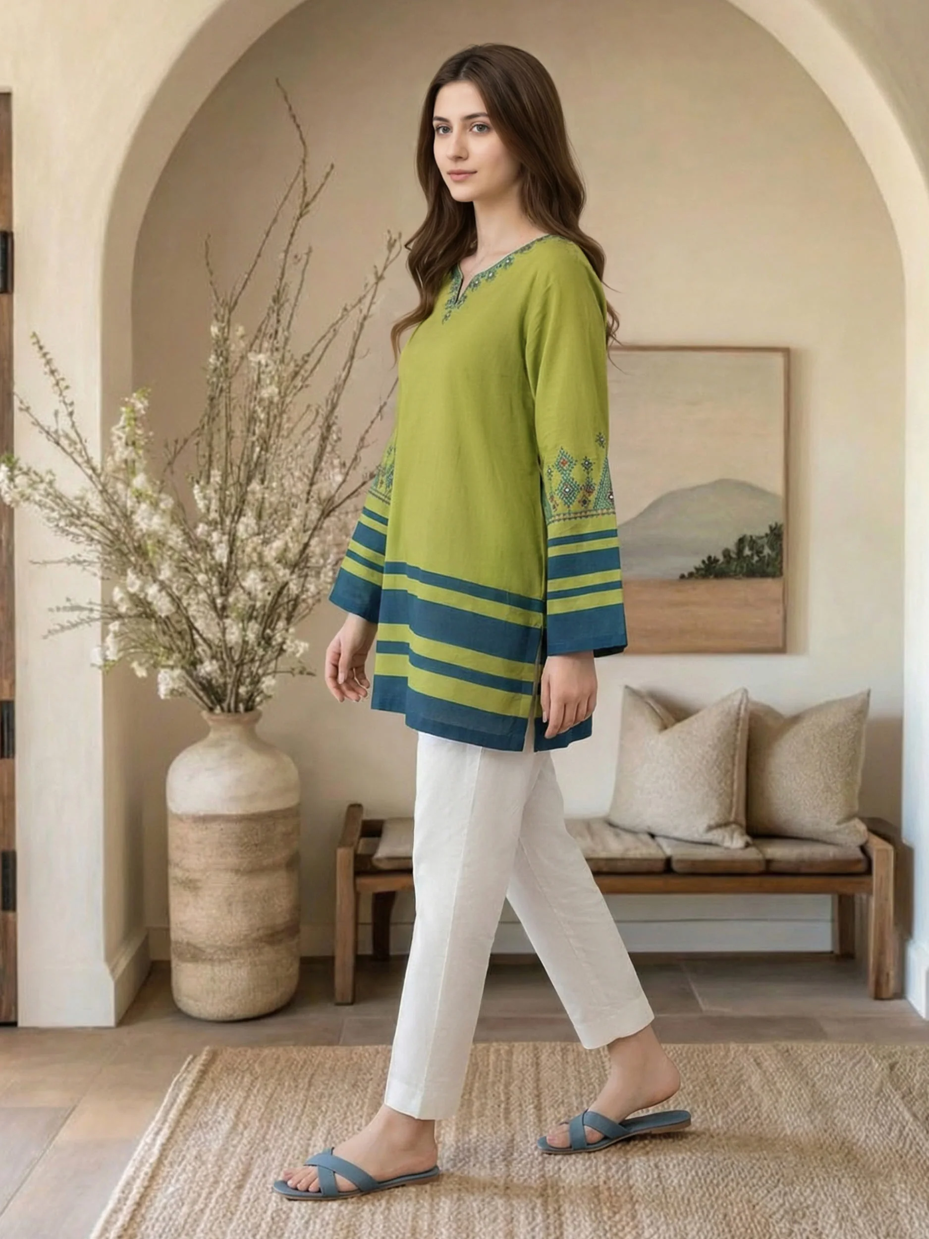 Lawn Kurti- Embroidered ( Pret) - Image 2
