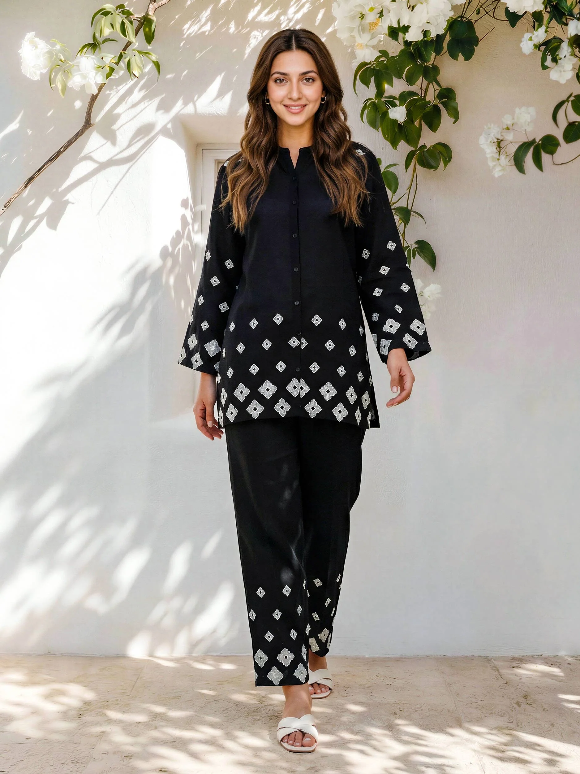 Dobby Co-ord Set- Embroidered - Image 2