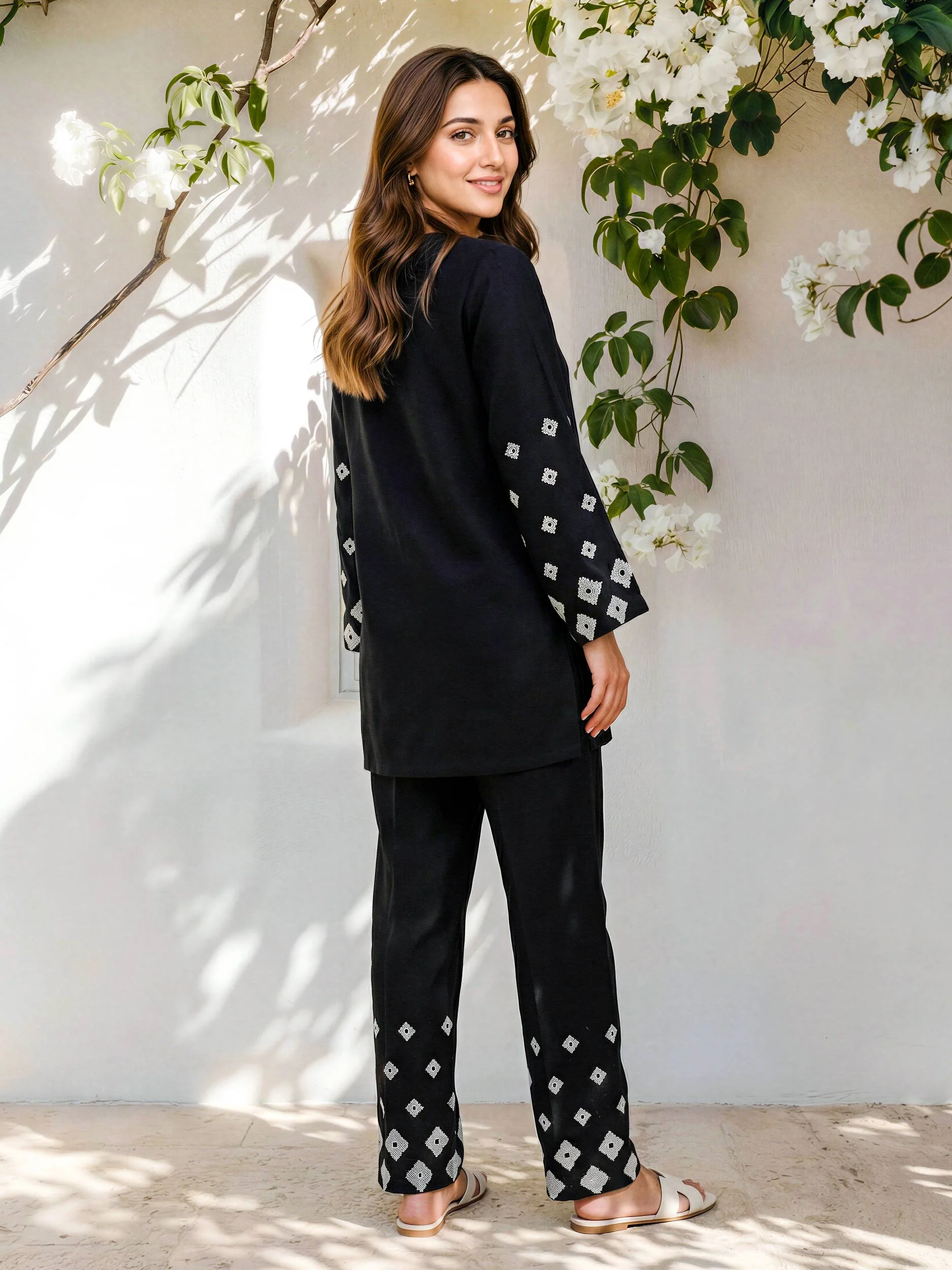 Dobby Co-ord Set- Embroidered - Image 3