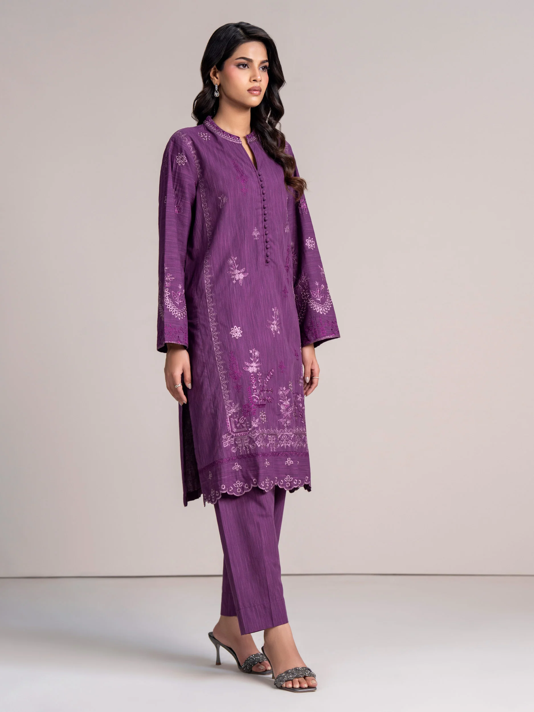 2 Piece Yarn Dyed Suit-Embroidered  (Pret) - Image 3