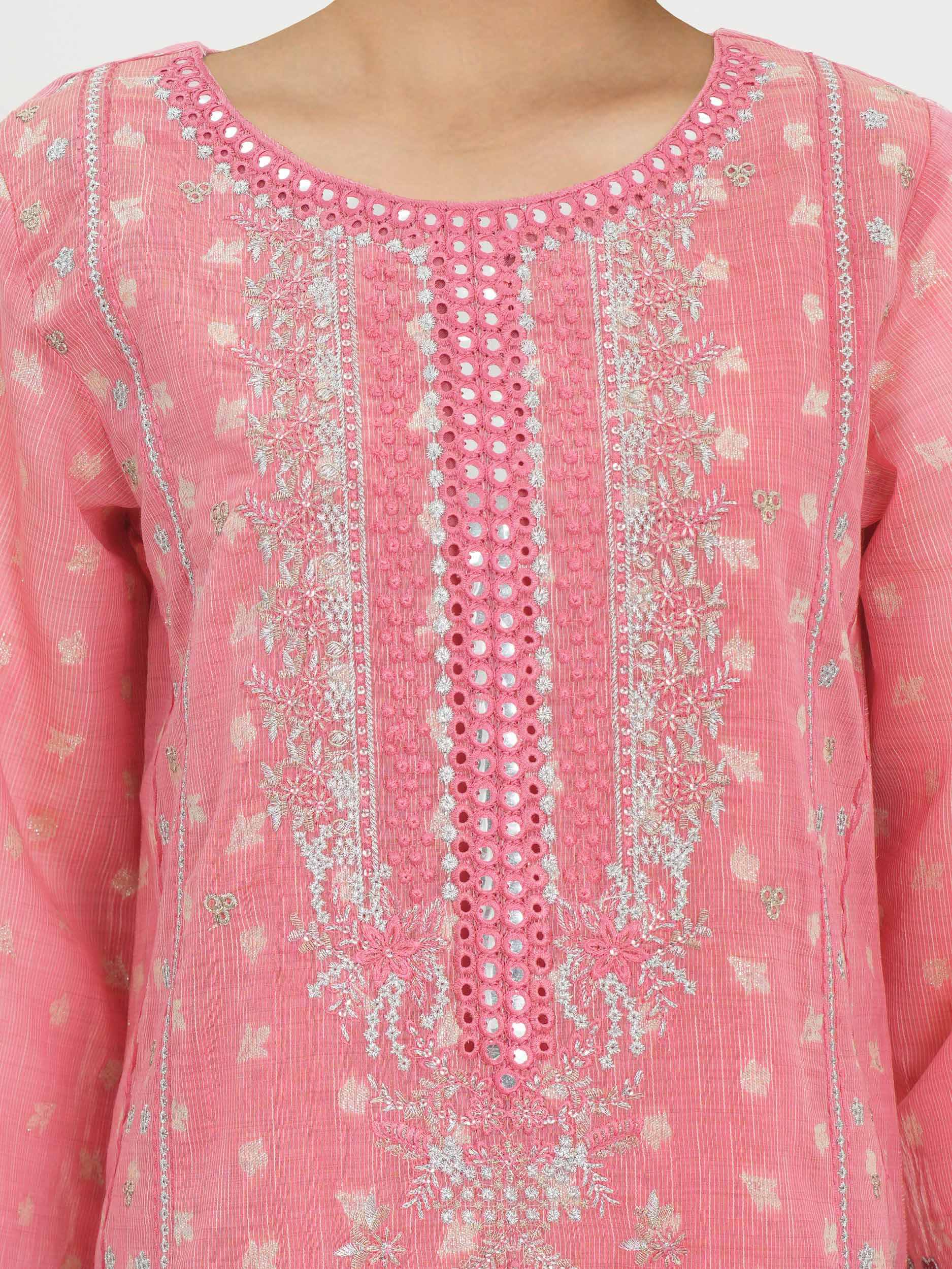 2 Piece Jacquard Yarn Dyed Suit- Embroidered (Pret) - Image 4