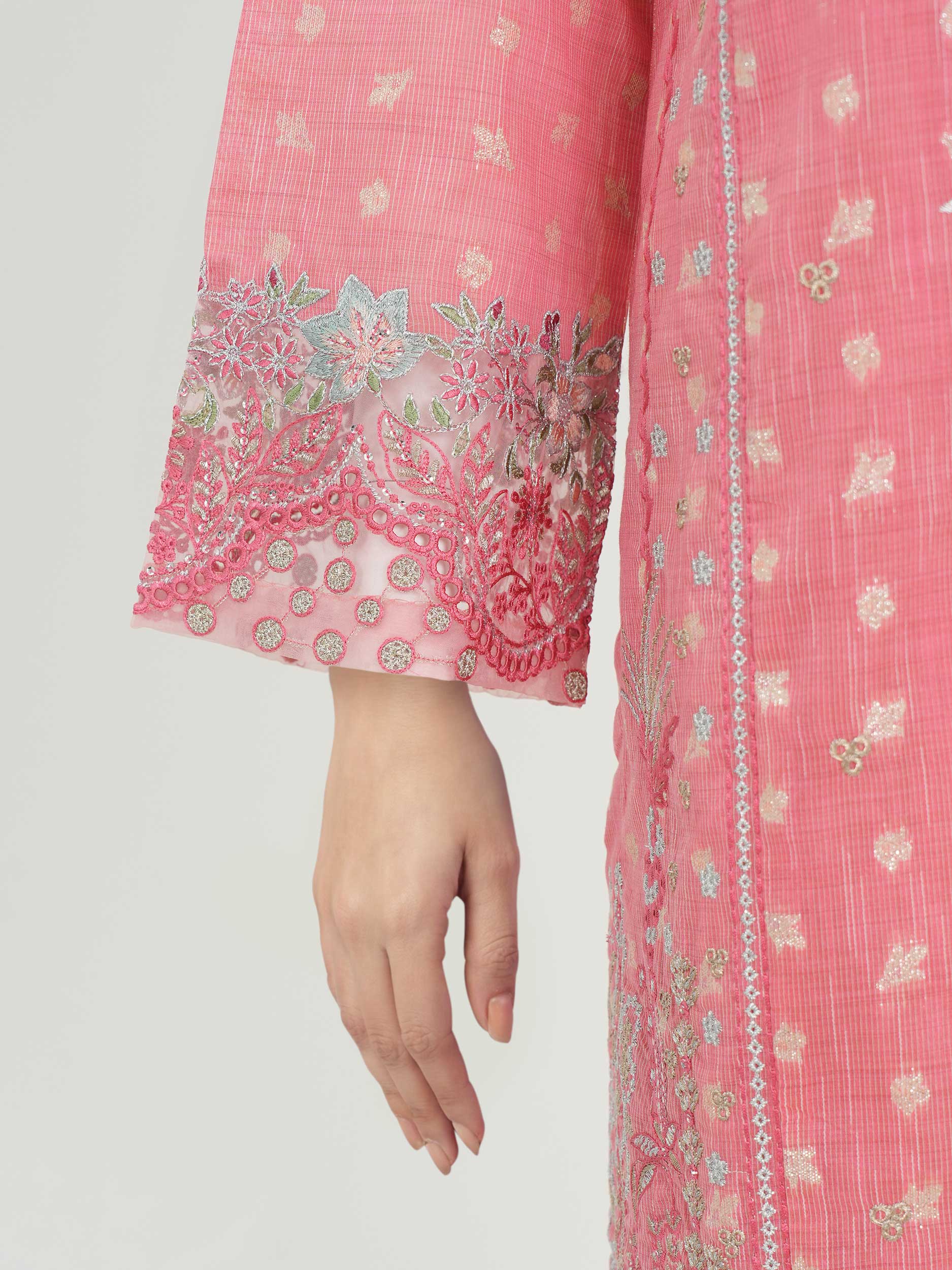 2 Piece Jacquard Yarn Dyed Suit- Embroidered (Pret) - Image 5