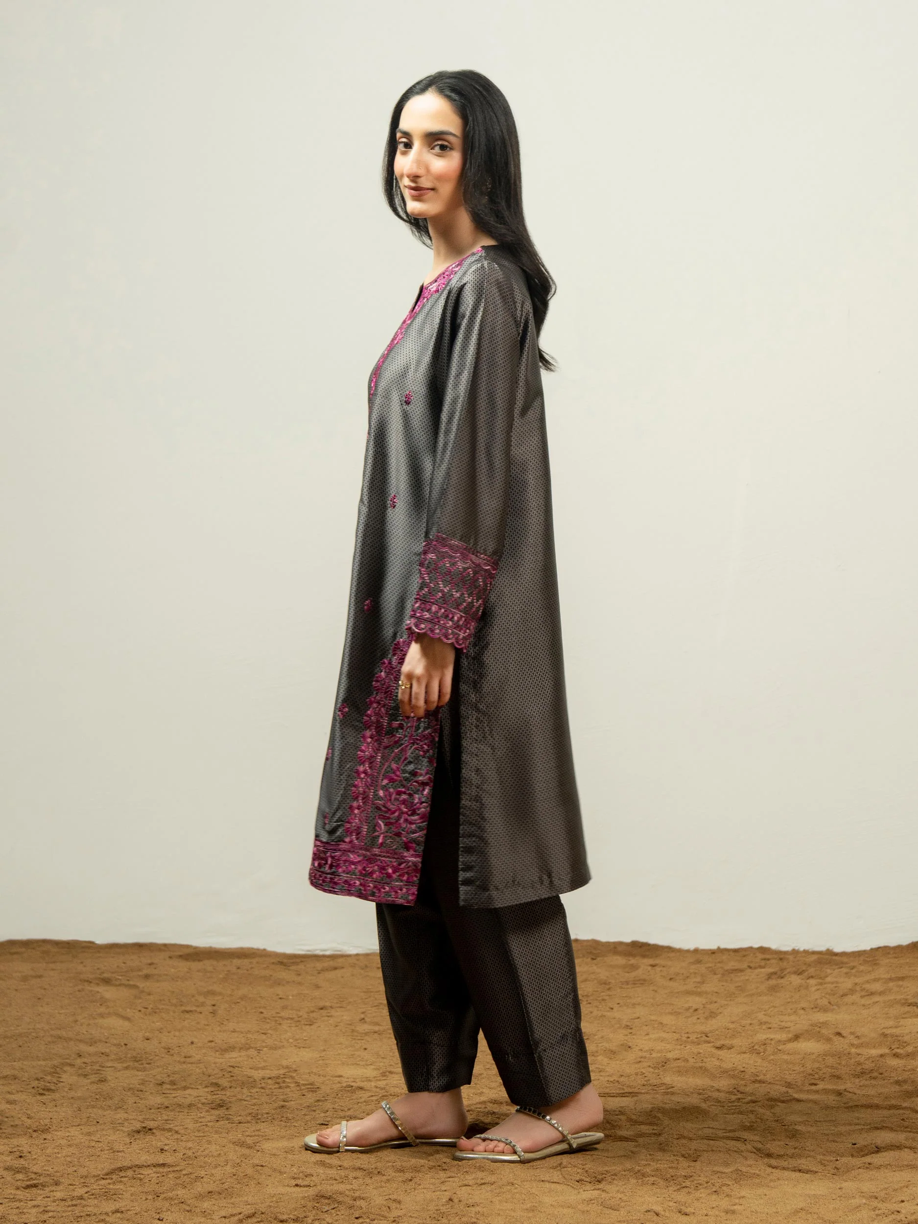 2 Piece Silk Suit-Embroidered (Pret) - Image 3