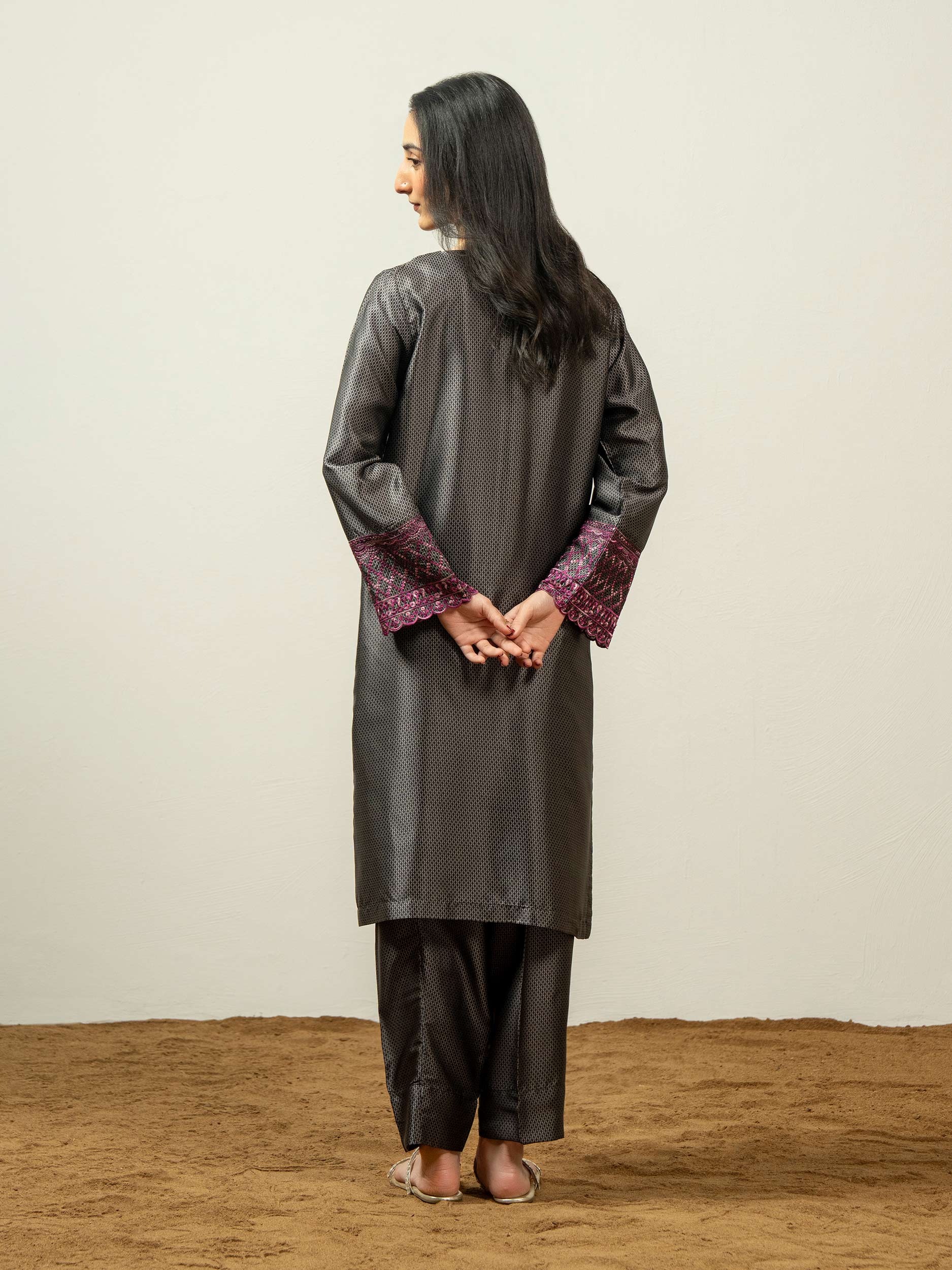 2 Piece Silk Suit-Embroidered (Pret) - Image 4