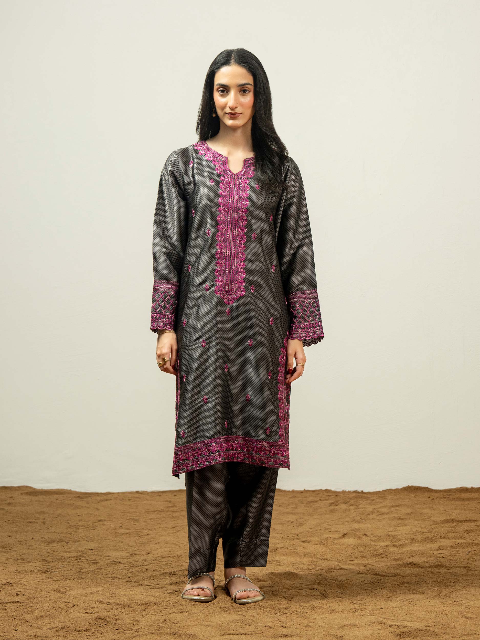 2 Piece Silk Suit-Embroidered (Pret) - Image 5