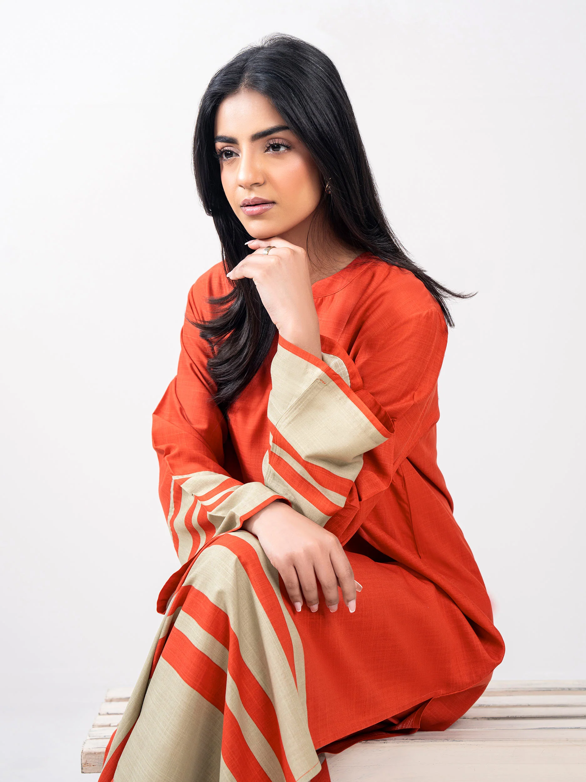 2 Piece Viscose Slub Suit (Pret) - Image 5