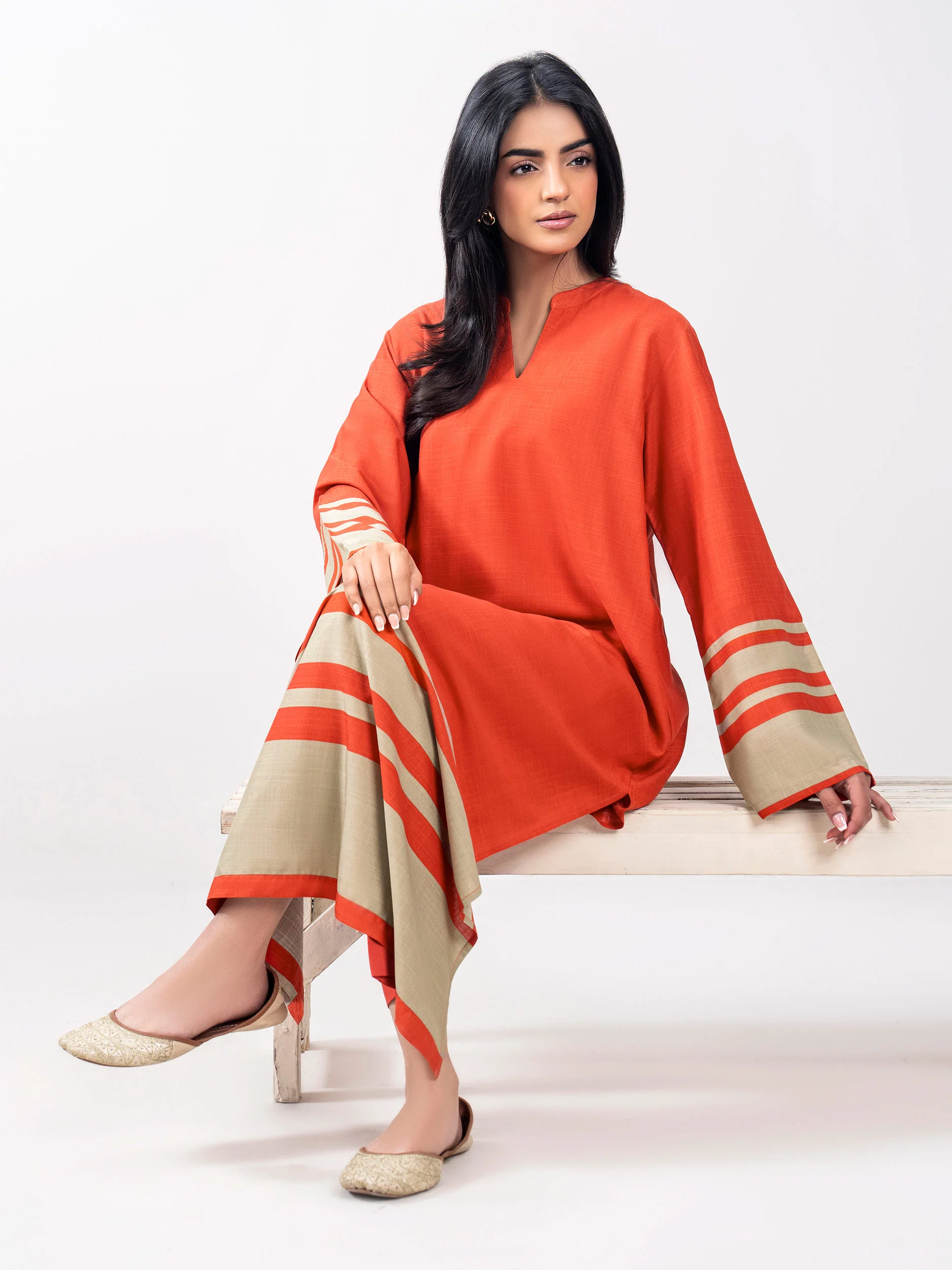 2 Piece Viscose Slub Suit (Pret) - Image 6