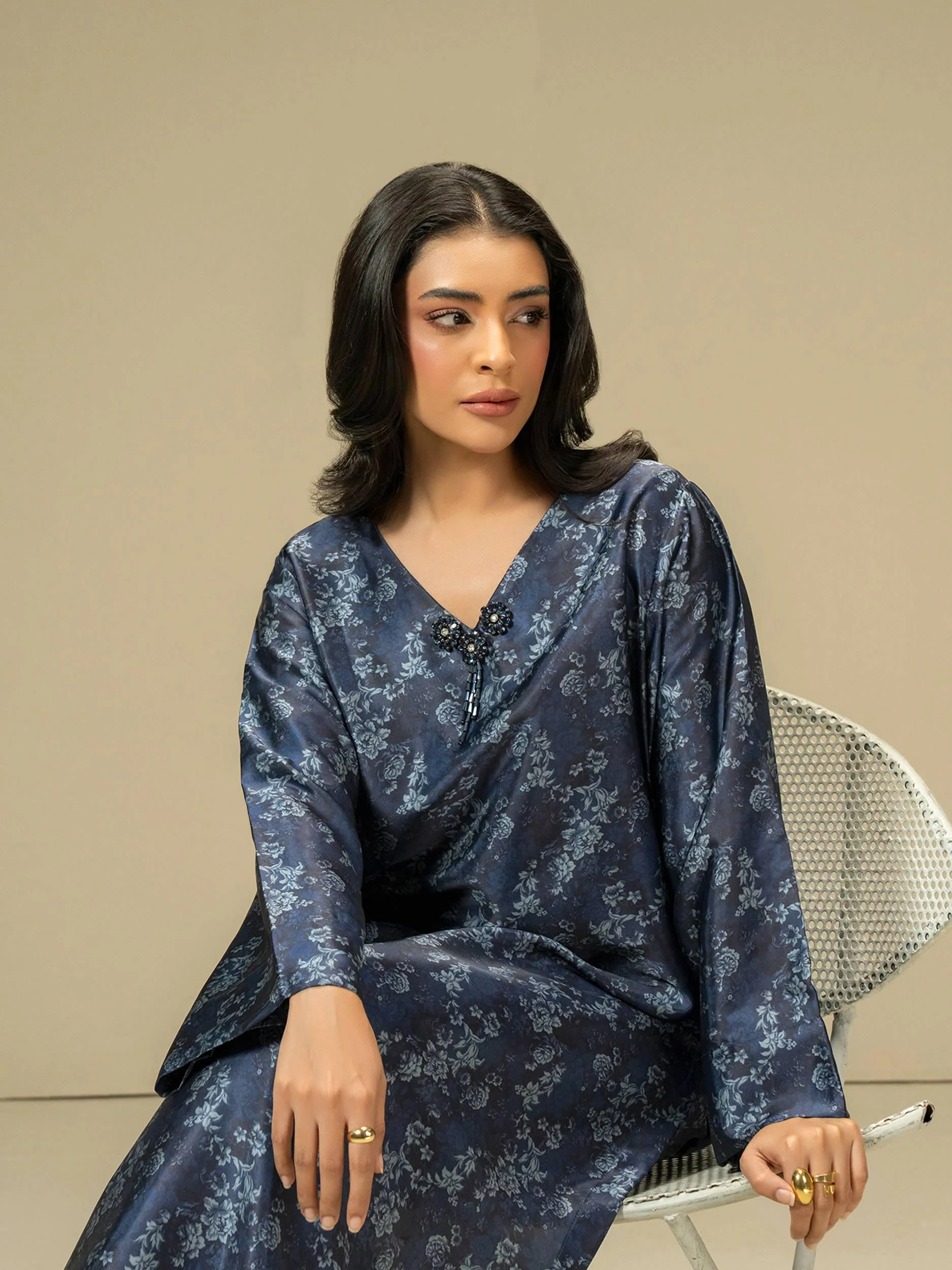 2 Piece Silk Suit-Printed (Pret) - Image 5