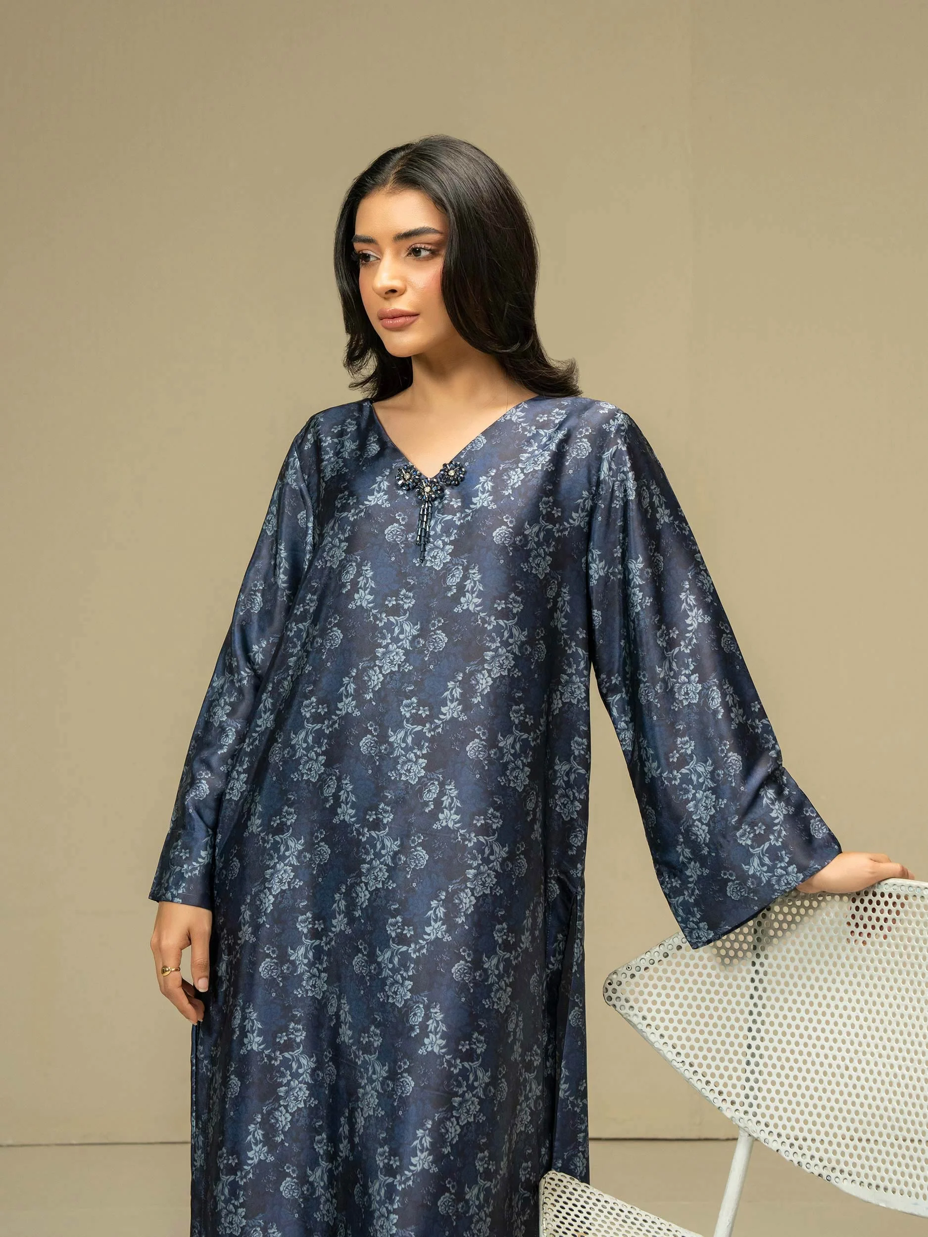 2 Piece Silk Suit-Printed (Pret) - Image 6