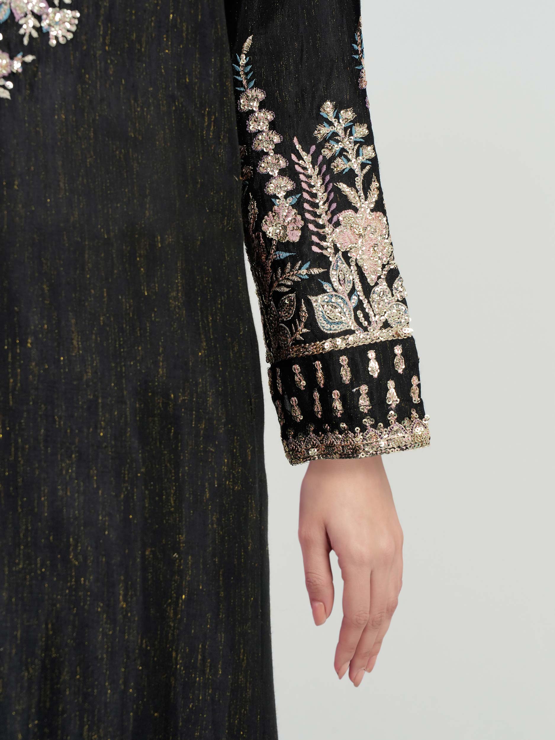 3 Piece Viscose Glitter Suit- Embroidered (Pret) - Image 5