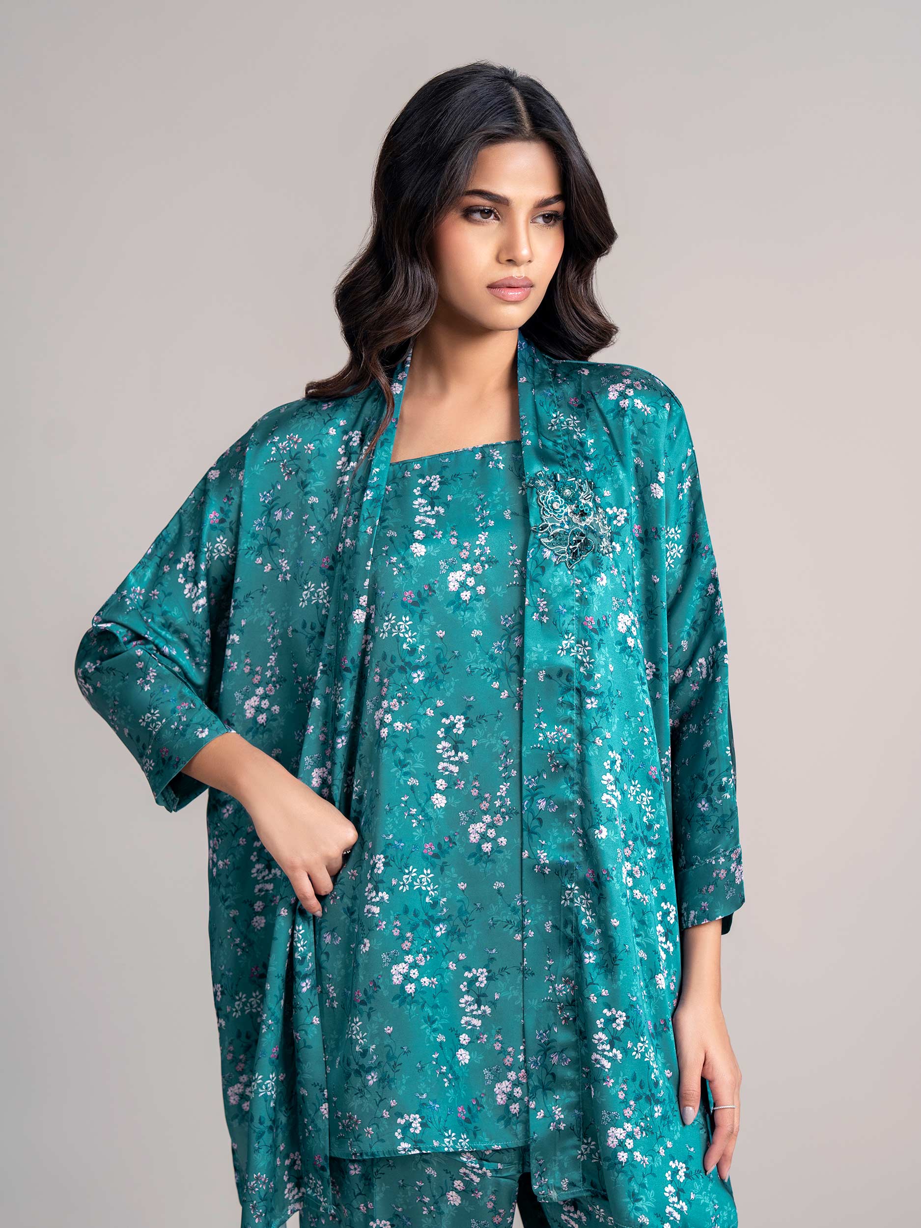 2-Piece Silk Cardigan Suit (Pret) - Image 3