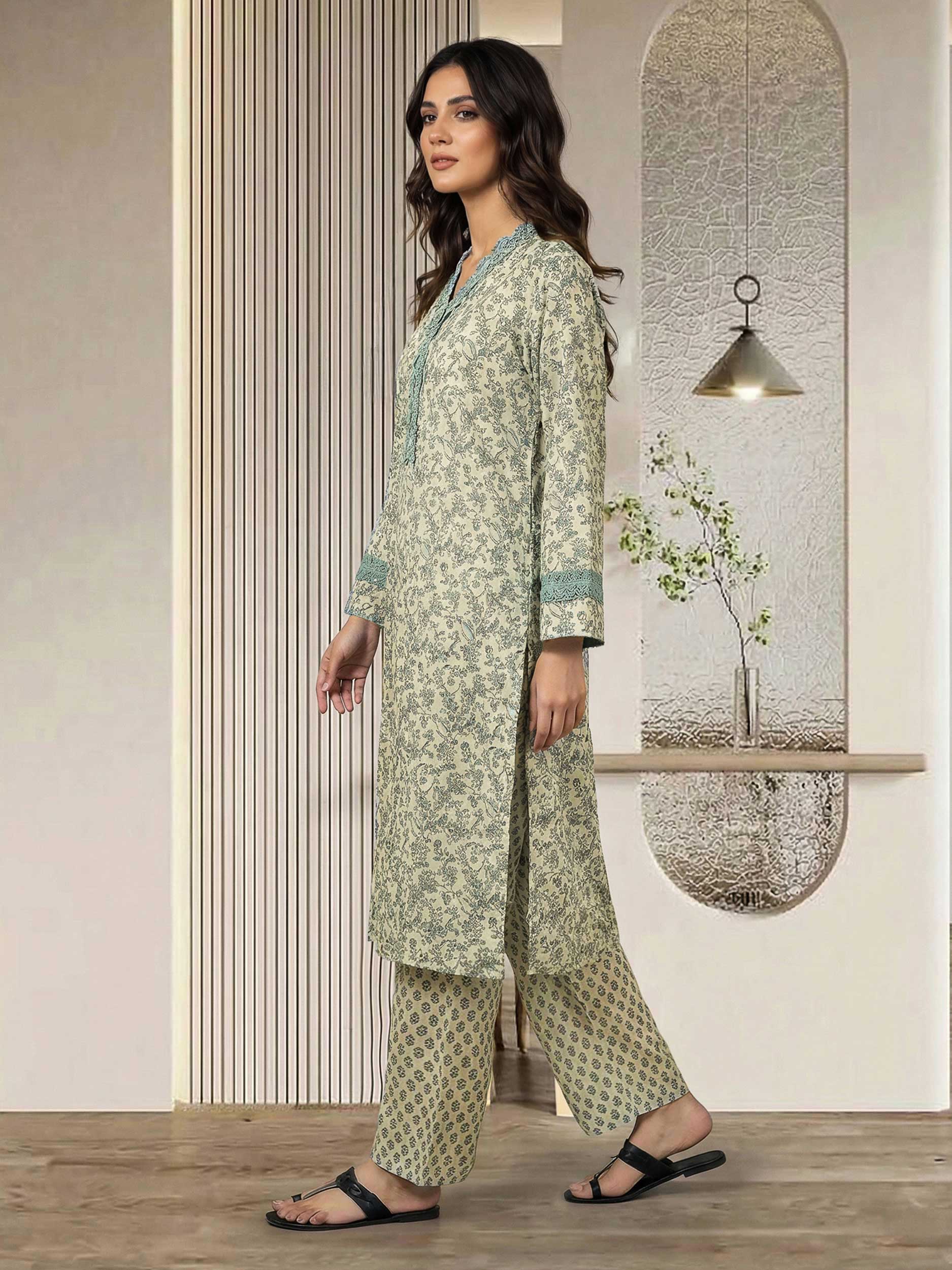 2 Piece Silk Suit- Embroidered (Pret) - Image 2