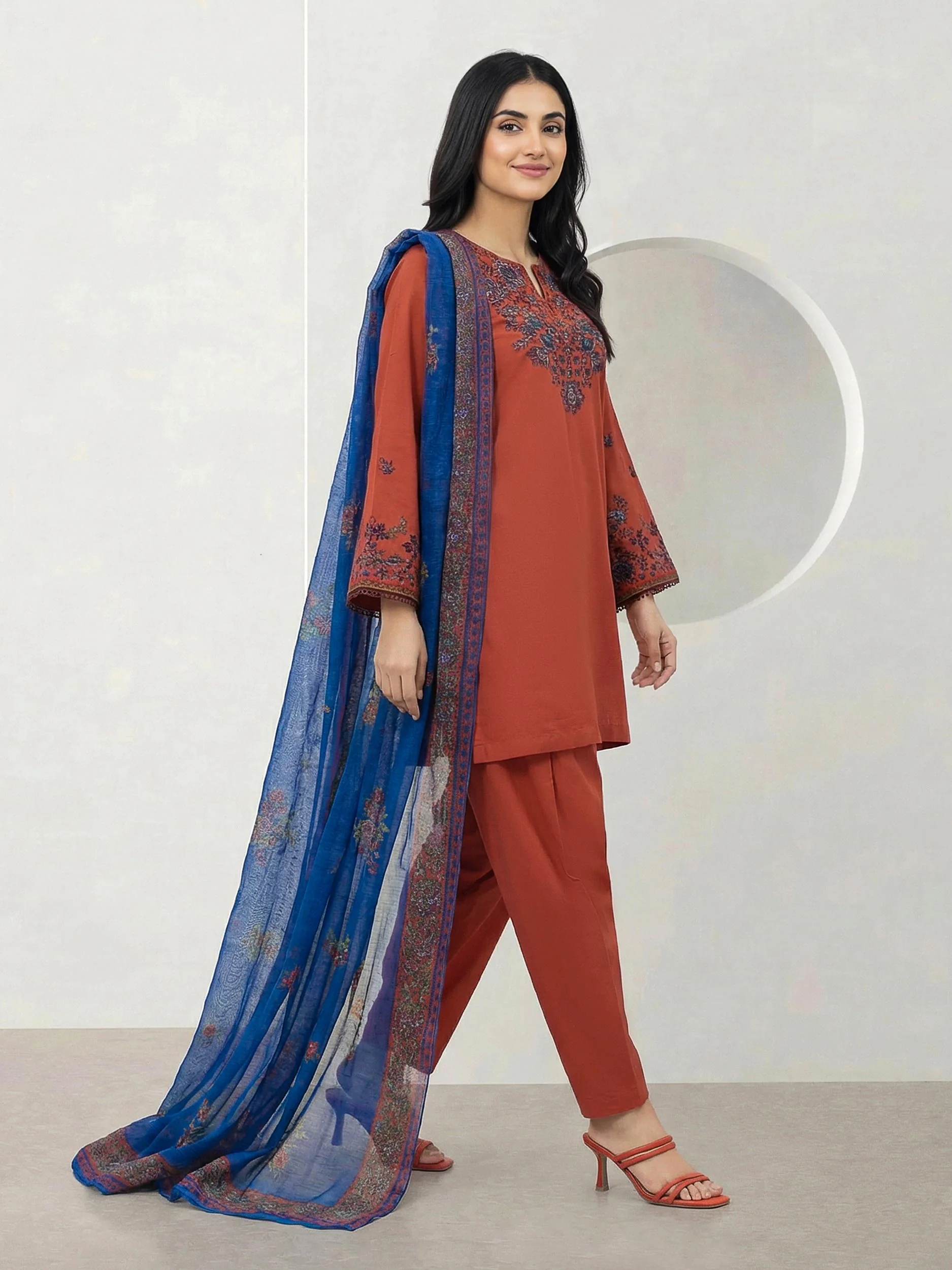 3 Piece Dobby Suit- Embroidered (Pret) - Image 2