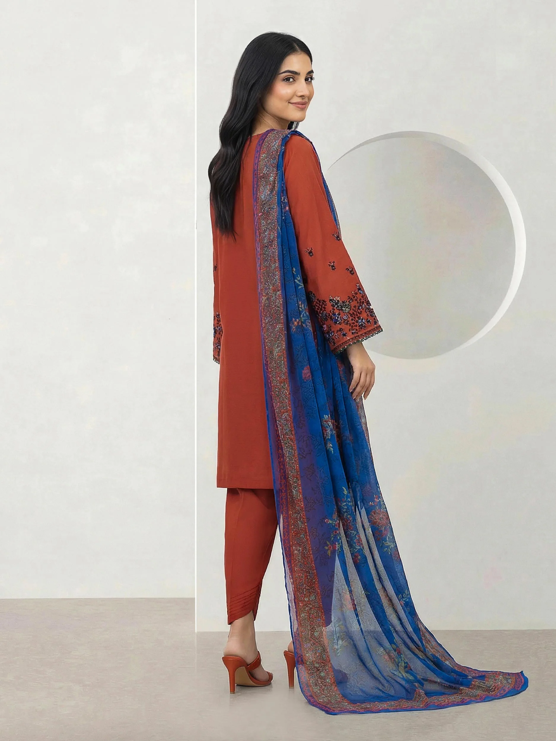 3 Piece Dobby Suit- Embroidered (Pret) - Image 3
