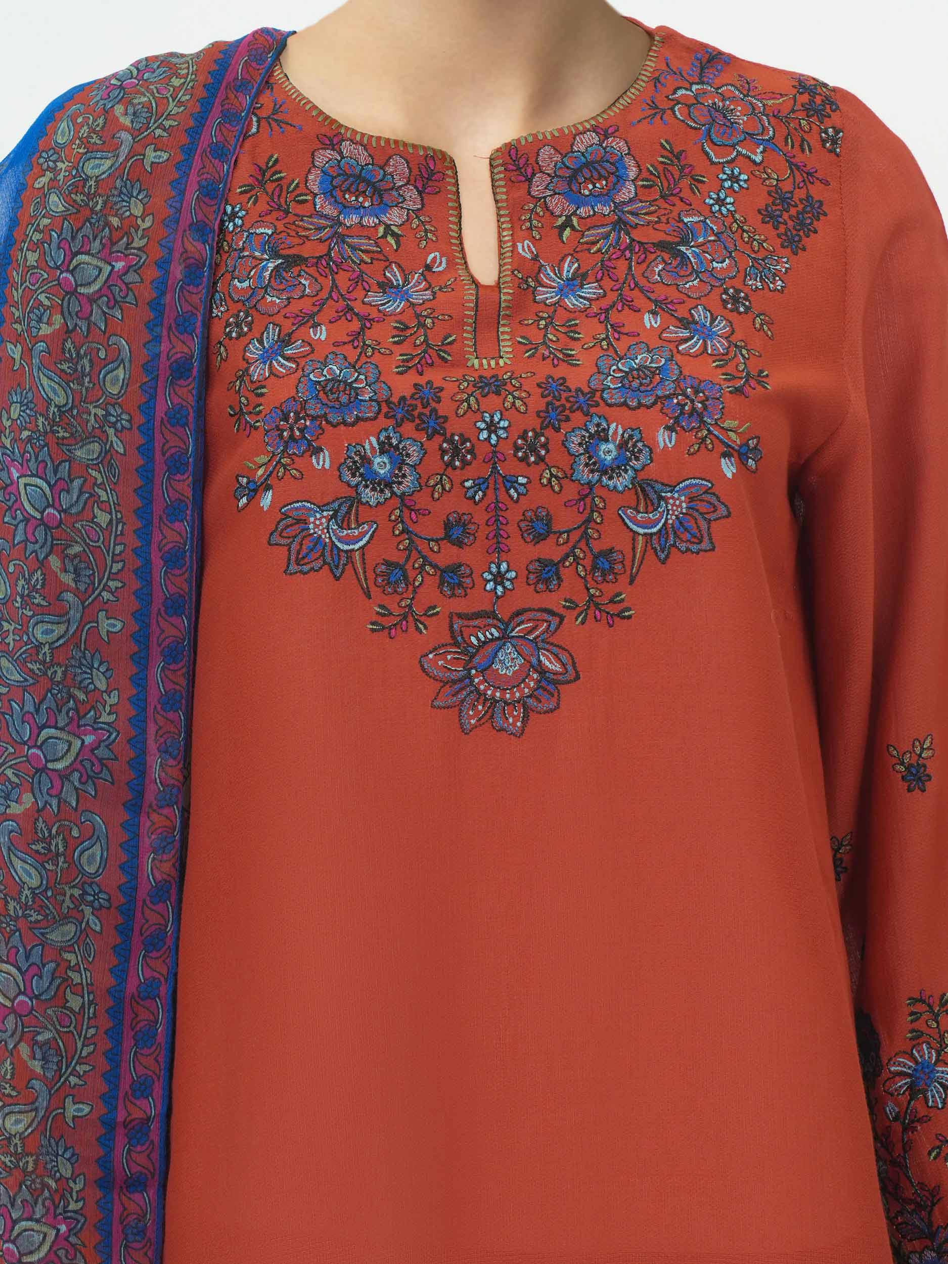 3 Piece Dobby Suit- Embroidered (Pret) - Image 5