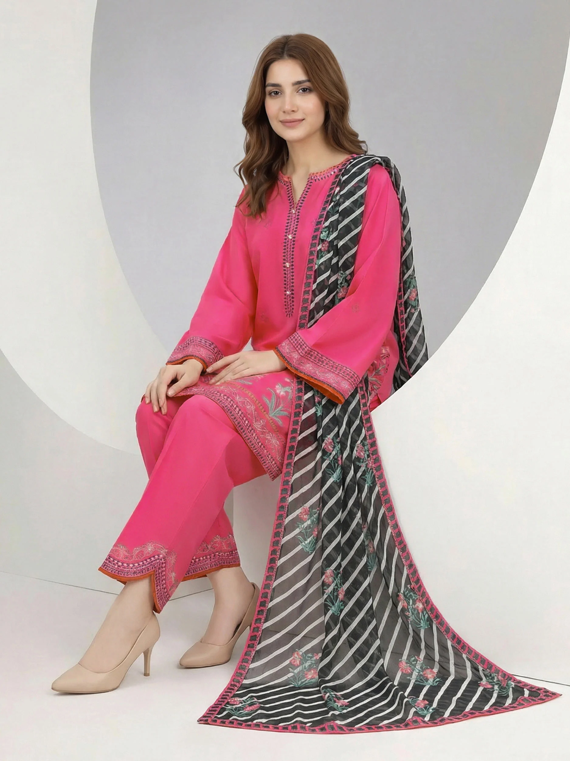 3 Piece Lawn Suit- Embroidered (Pret) - Image 3