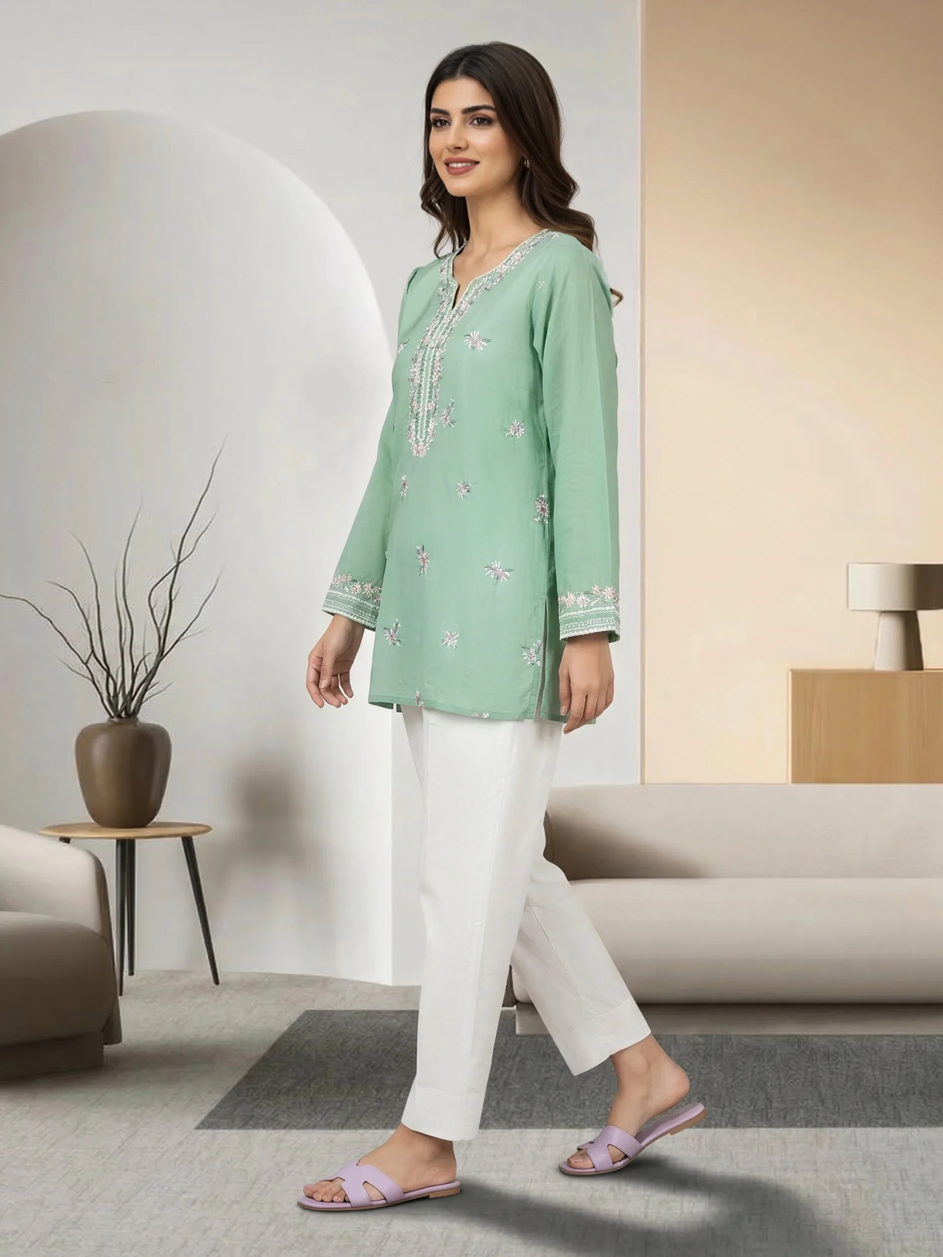 Lawn Kurti- Embroidered (Pret) - Image 2