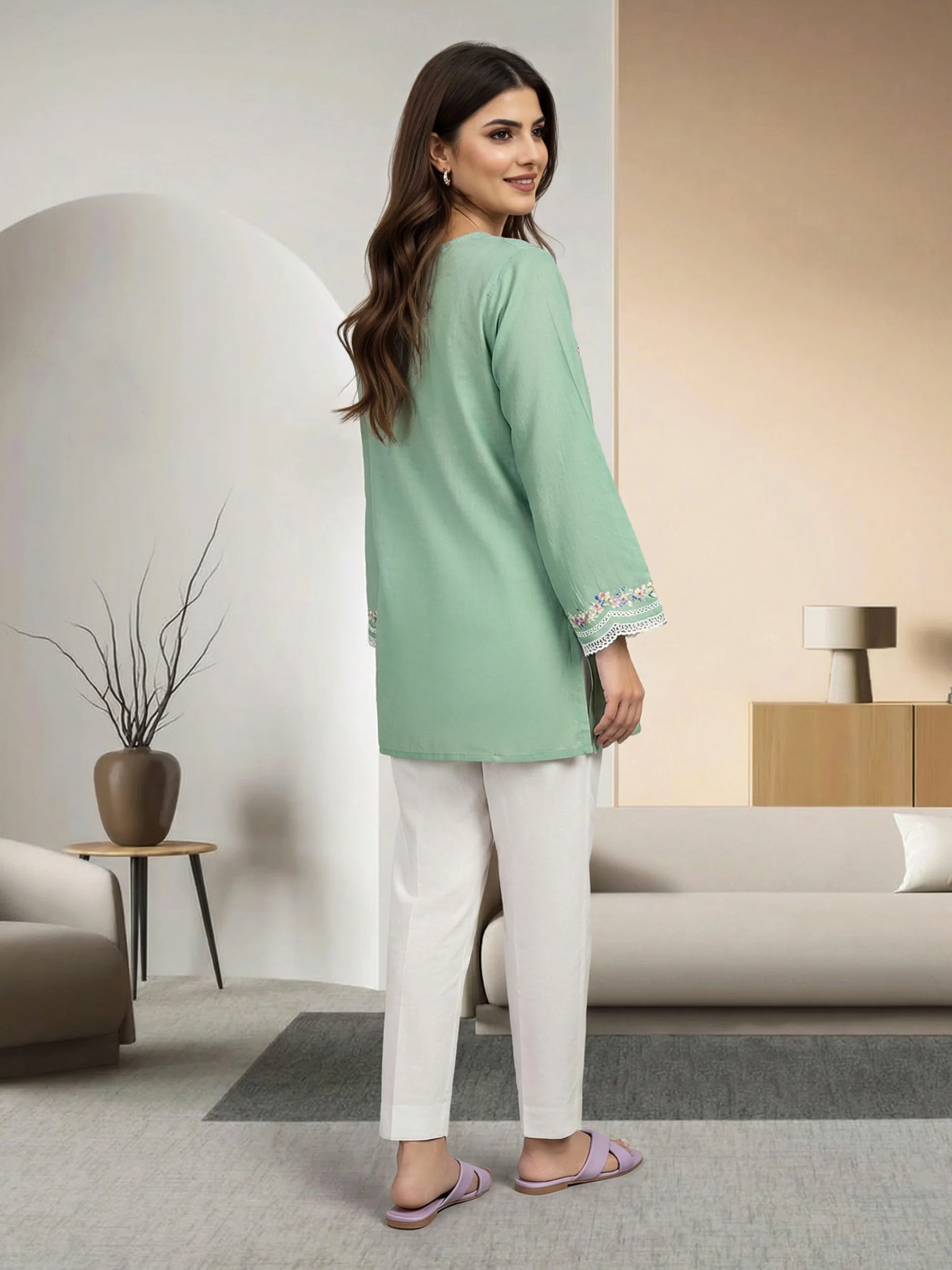 Lawn Kurti- Embroidered (Pret) - Image 3