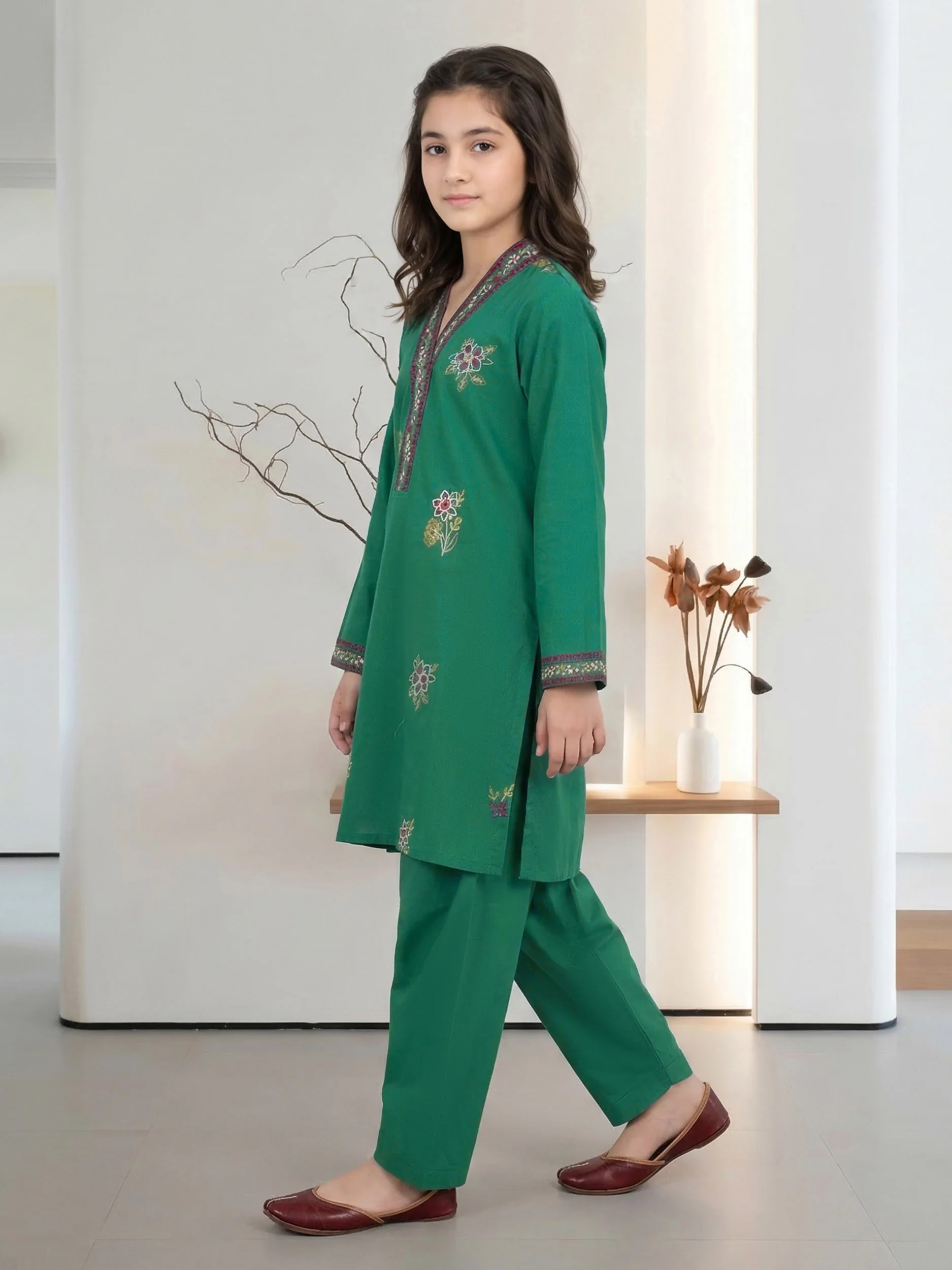 2 Piece Lawn Texture Suit- Embroidered (Pret) - Image 2