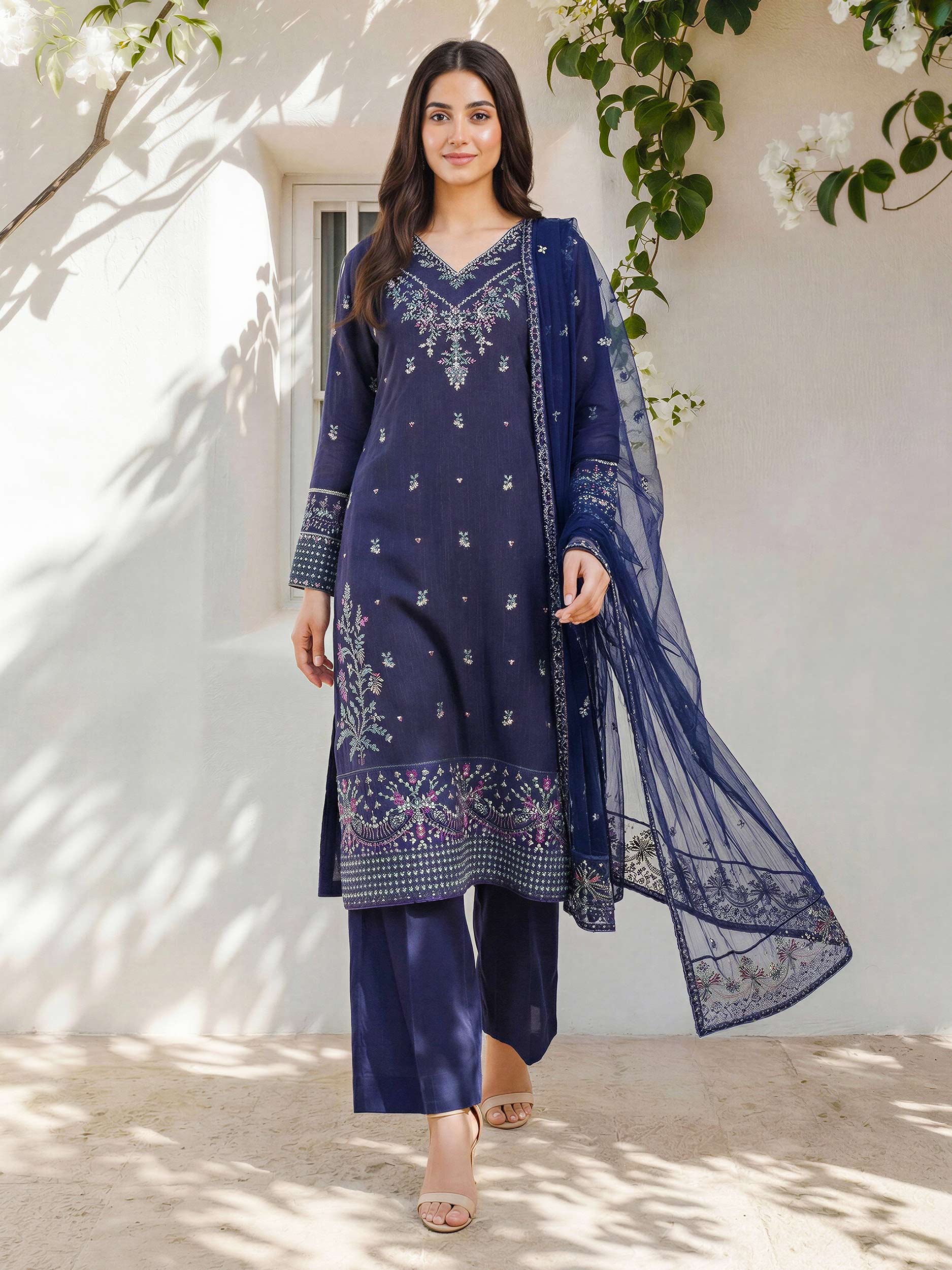 3 Piece Lawn Suit- Embroidered (Pret) - Image 2
