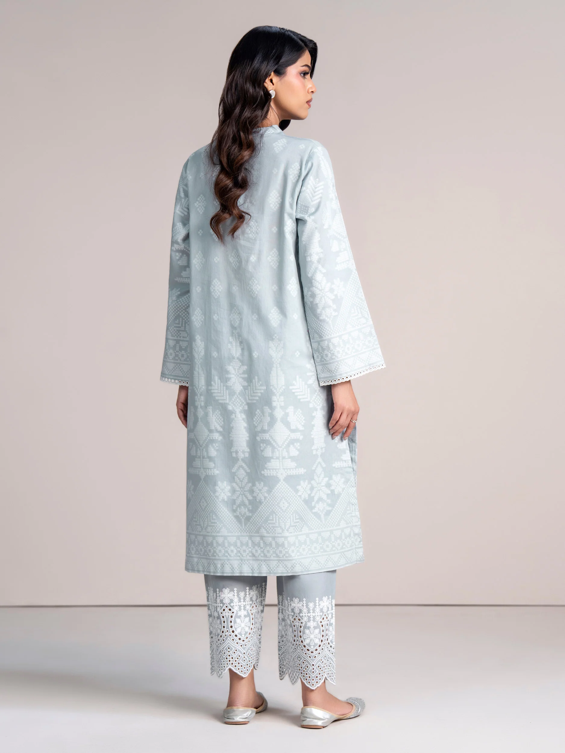 2 Piece Self Jacquard Suit- Embroidered (Pret) - Image 3